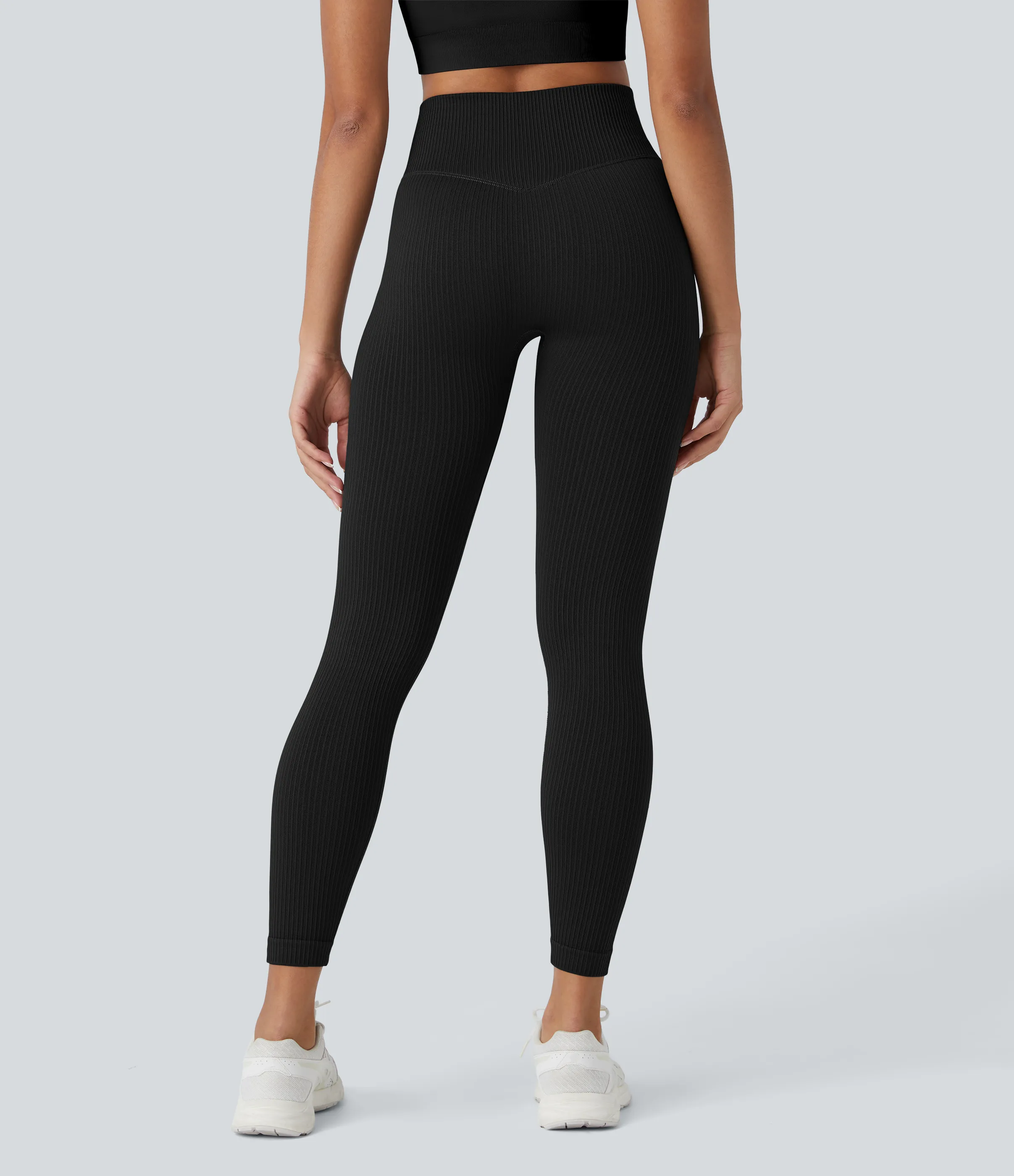 Halara Leggings yoga tiro alto control abdomen suave sin costura agradable piel 7/8 - Black - S(7/8) sold by Halara product image thumbnail 3