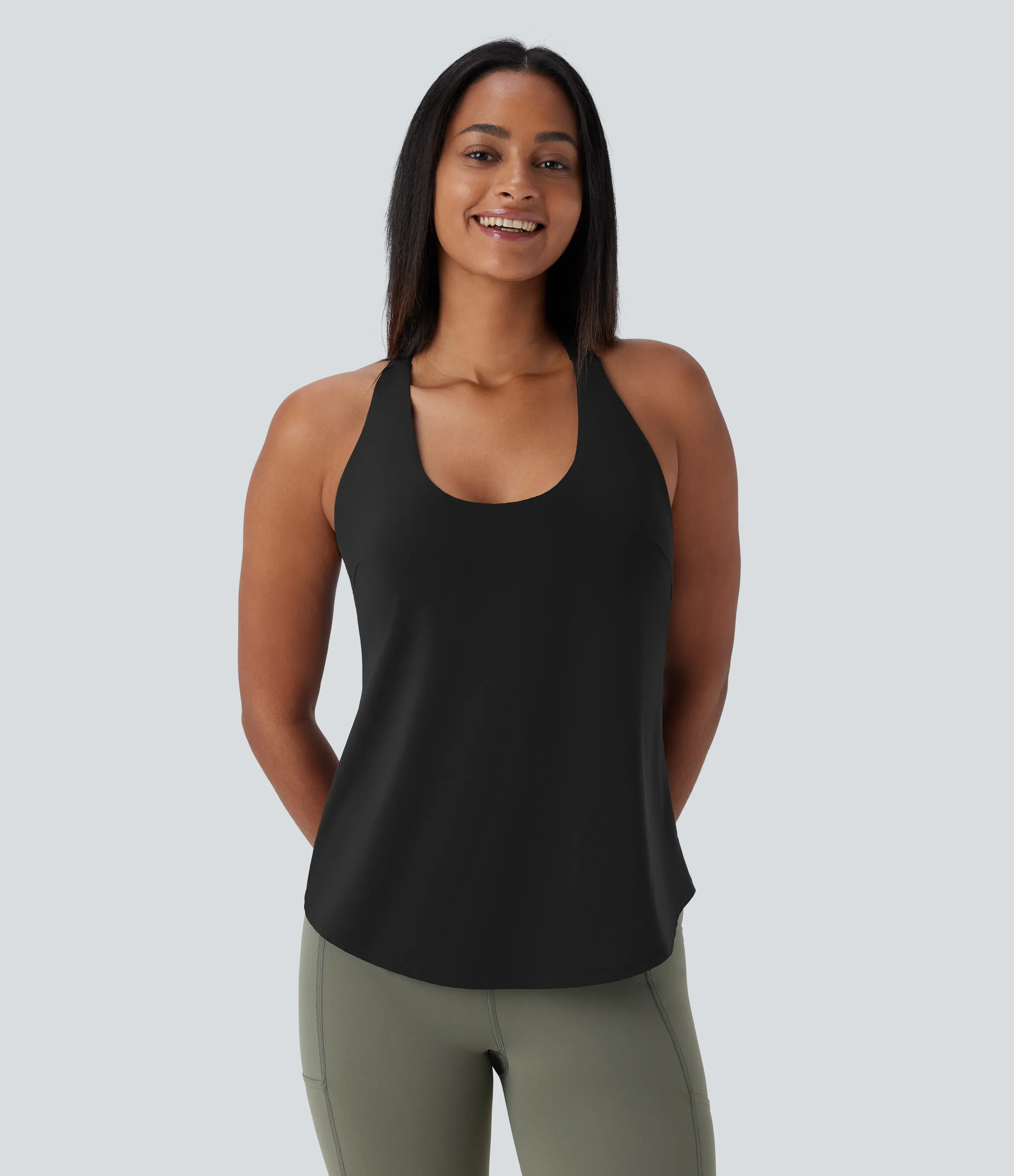 Halara Camiseta yoga sin mangas cuello U sin espalda entrecruzada dobladillo curvo tacto fresco - UPF50+ - Black - XL sold by Halara product image thumbnail 3