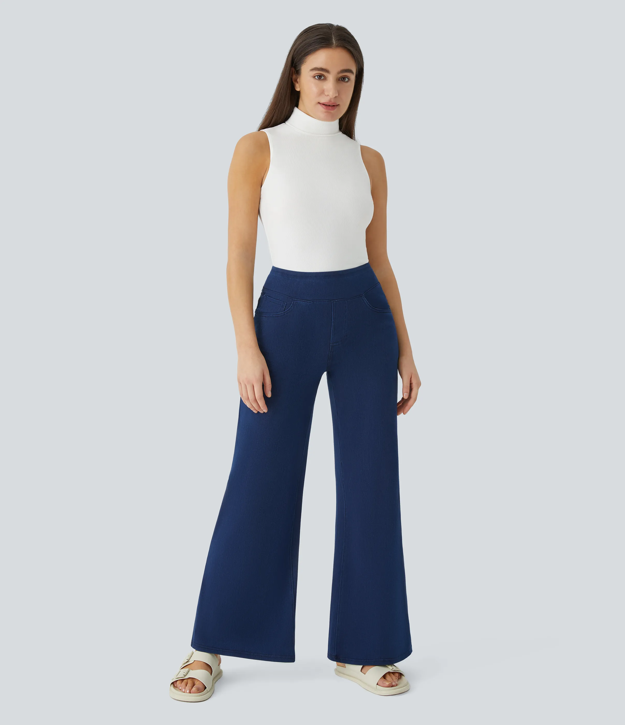 Halara Camiseta sin mangas cuello alto acanalado - White - S sold by Halara product image thumbnail 5