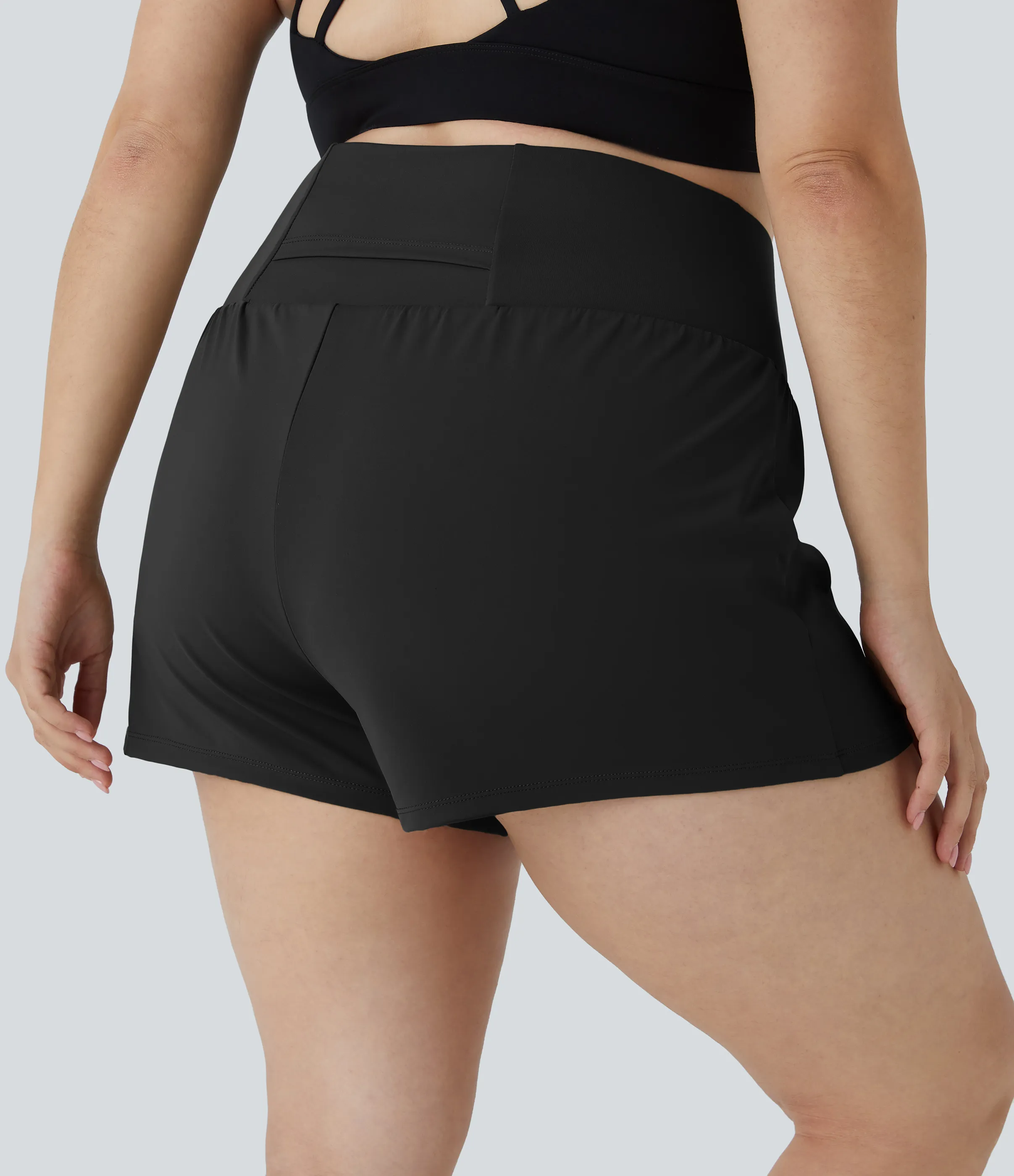 Halara Pantalón corto gimnasio bolsillo trasero lateral oculto 2 en 1 talla grande 6.3cm - Black - 2X sold by Halara product image thumbnail 4