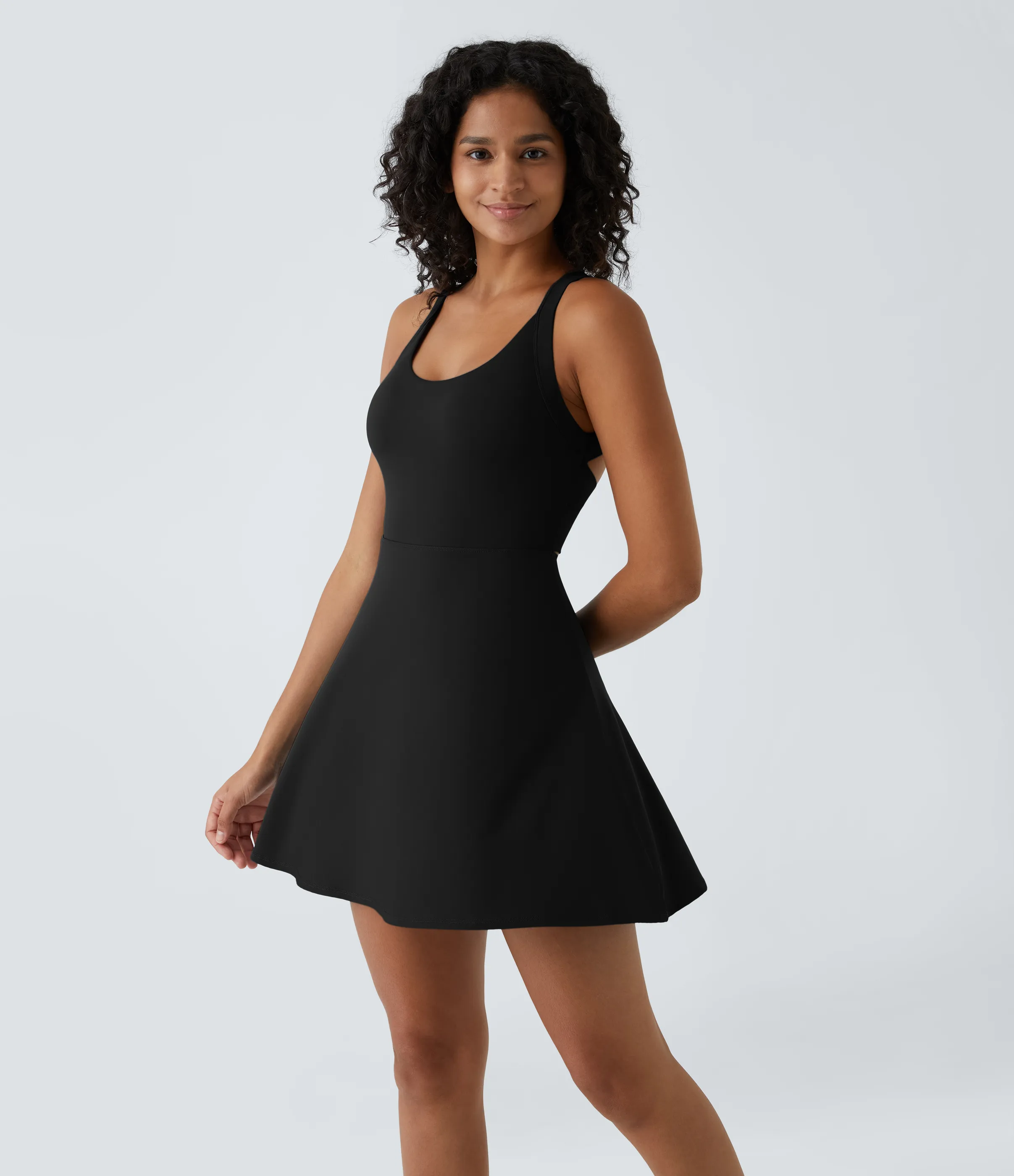 Halara Vestido activo baile mini vuelo retorcido sin espalda Longitud más larga - Black - M(Long) sold by Halara product image thumbnail 3