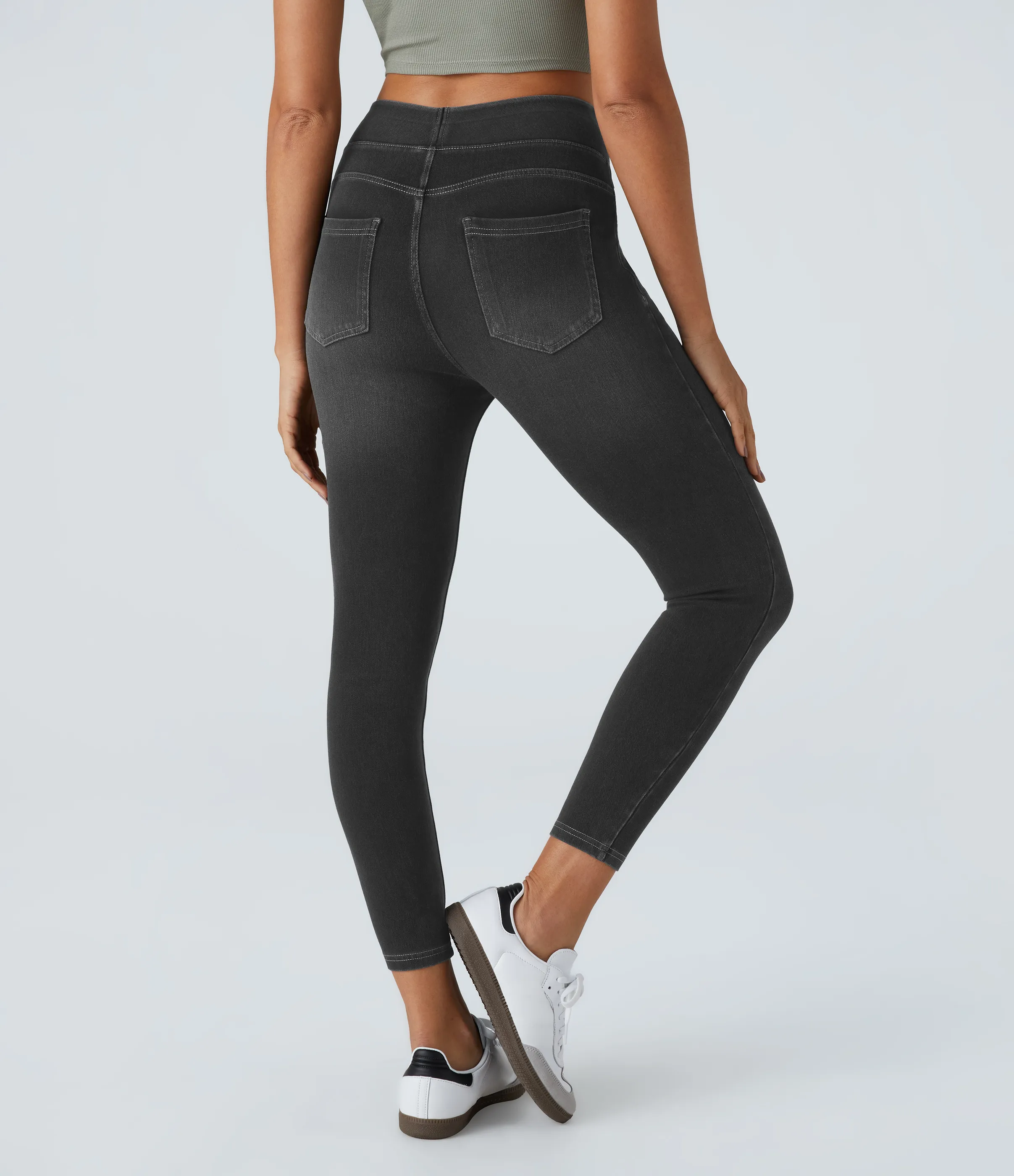 Halara Leggings Halara Flex™ Denim mezclilla elástico bolsillo trasero tiro alto - Carbon Paint Denim - S(7/8) sold by Halara product image thumbnail 3