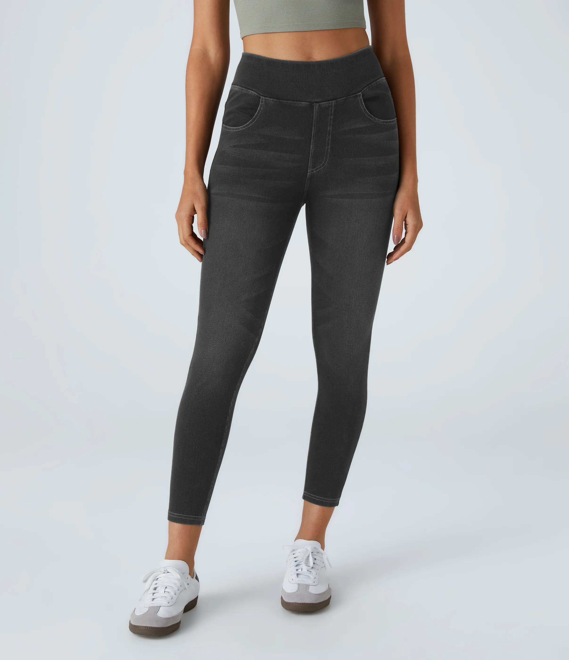 Halara Leggings Halara Flex™ Denim mezclilla elástico bolsillo trasero tiro alto - Carbon Paint Denim - S(7/8) sold by Halara product image thumbnail 4