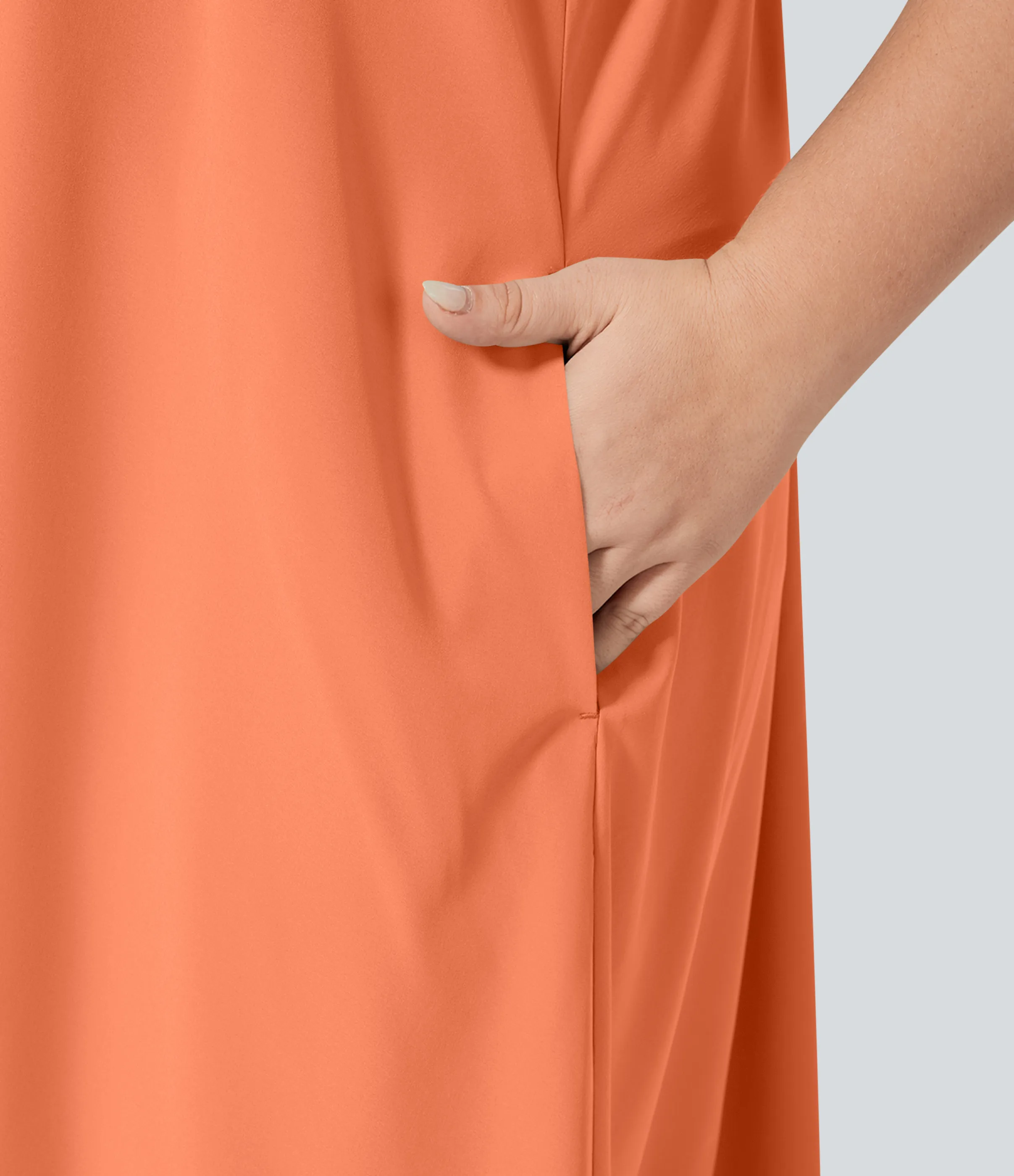 Halara Vestido Breezeful™ sin espalda cruzada bolsillo lateral alto bajo fluido media pierna secado rápido talla grande - Flamingo - 3X sold by Halara product image thumbnail 5