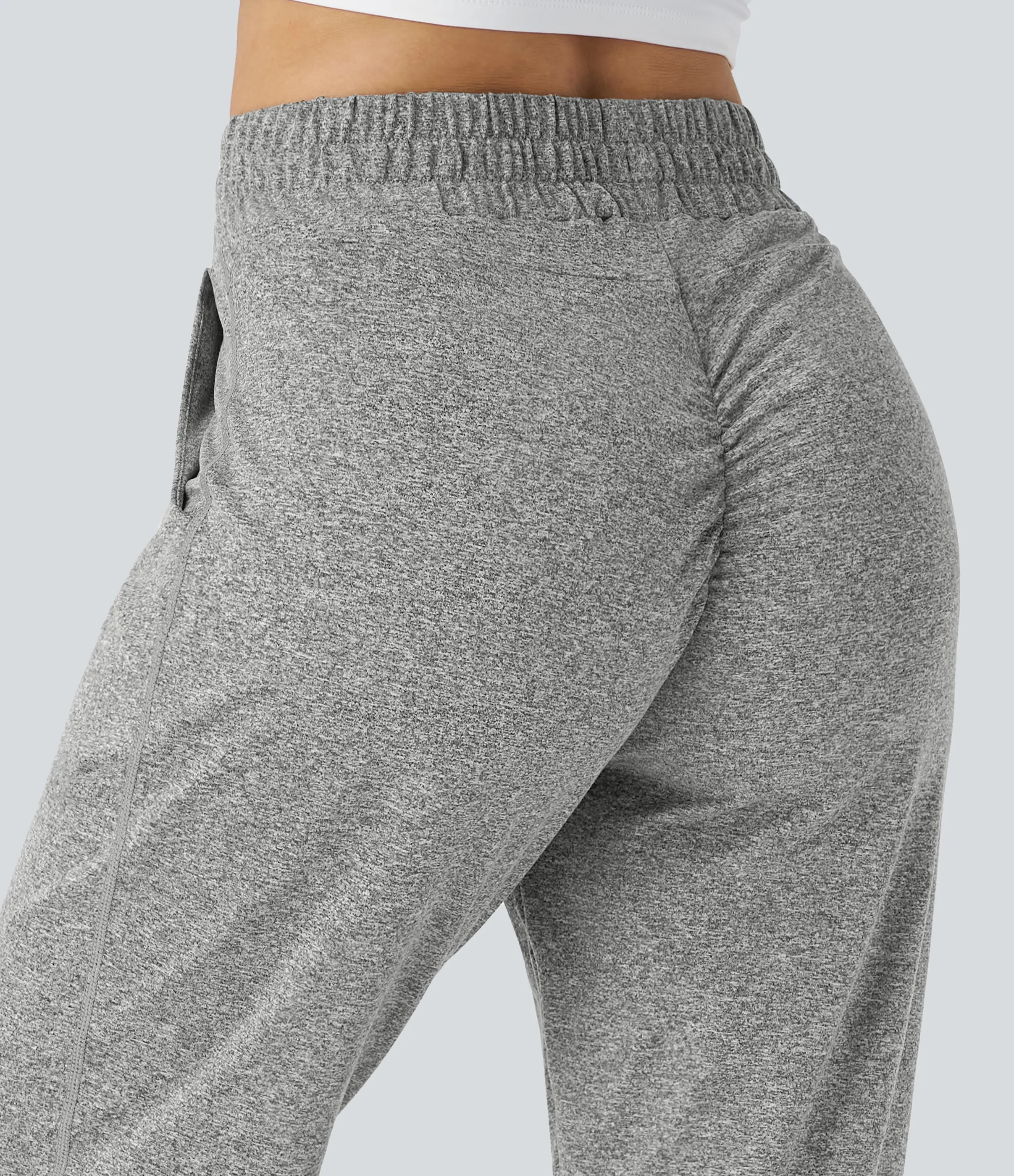 Halara Joggers yoga fruncido bolsillo lateral cordón tiro alto - Fog Gray - XL(regular) sold by Halara product image thumbnail 5