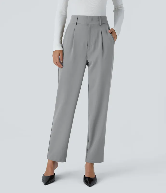 Halara Pantalón oficina ajustado tiro alto bolsillo lateral - Quarry - L(regular) made by Halara