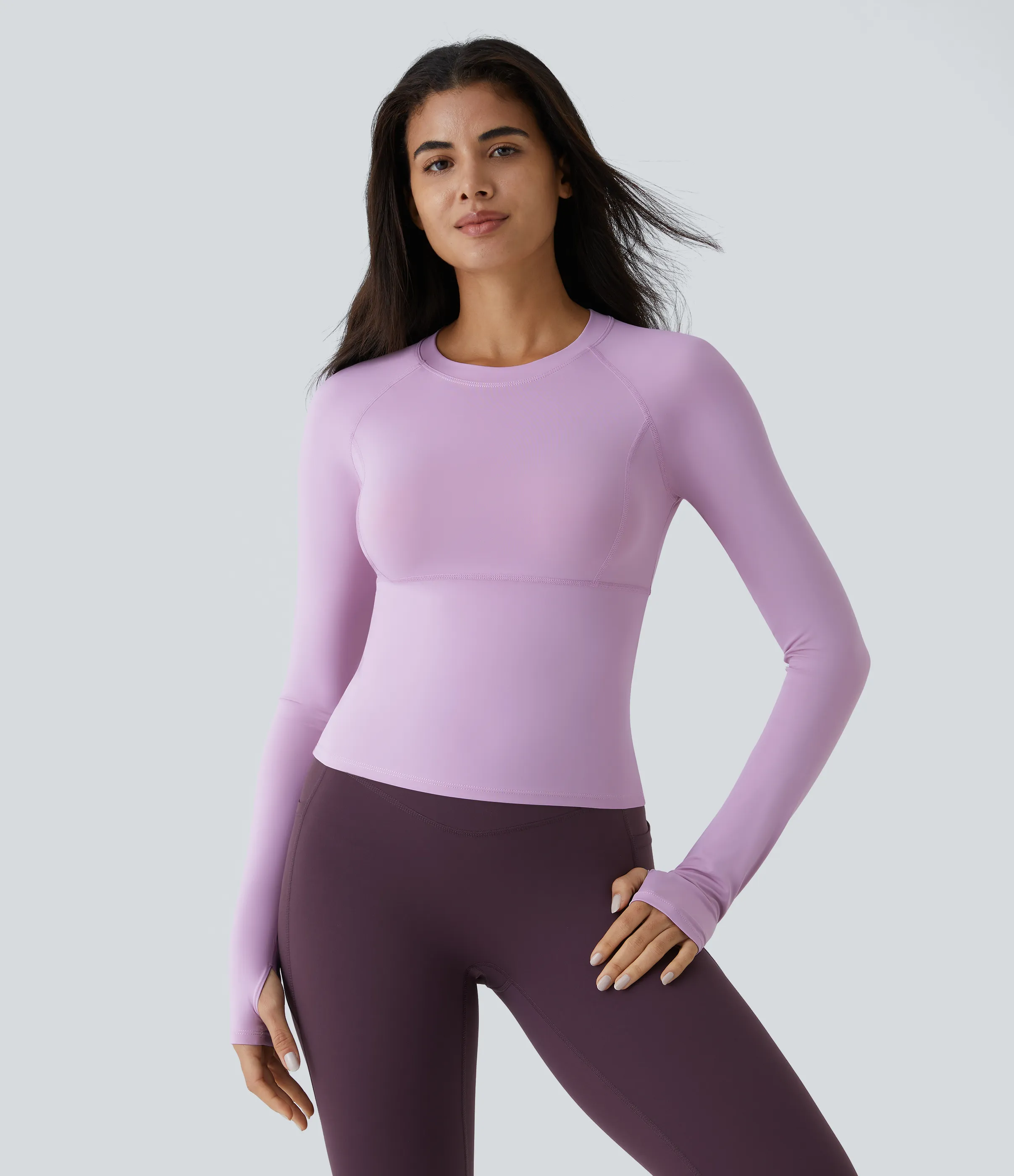 Halara Top deportivo yoga abertura pulgar - Plum Pink Purple - M(Long) sold by Halara product image thumbnail 3