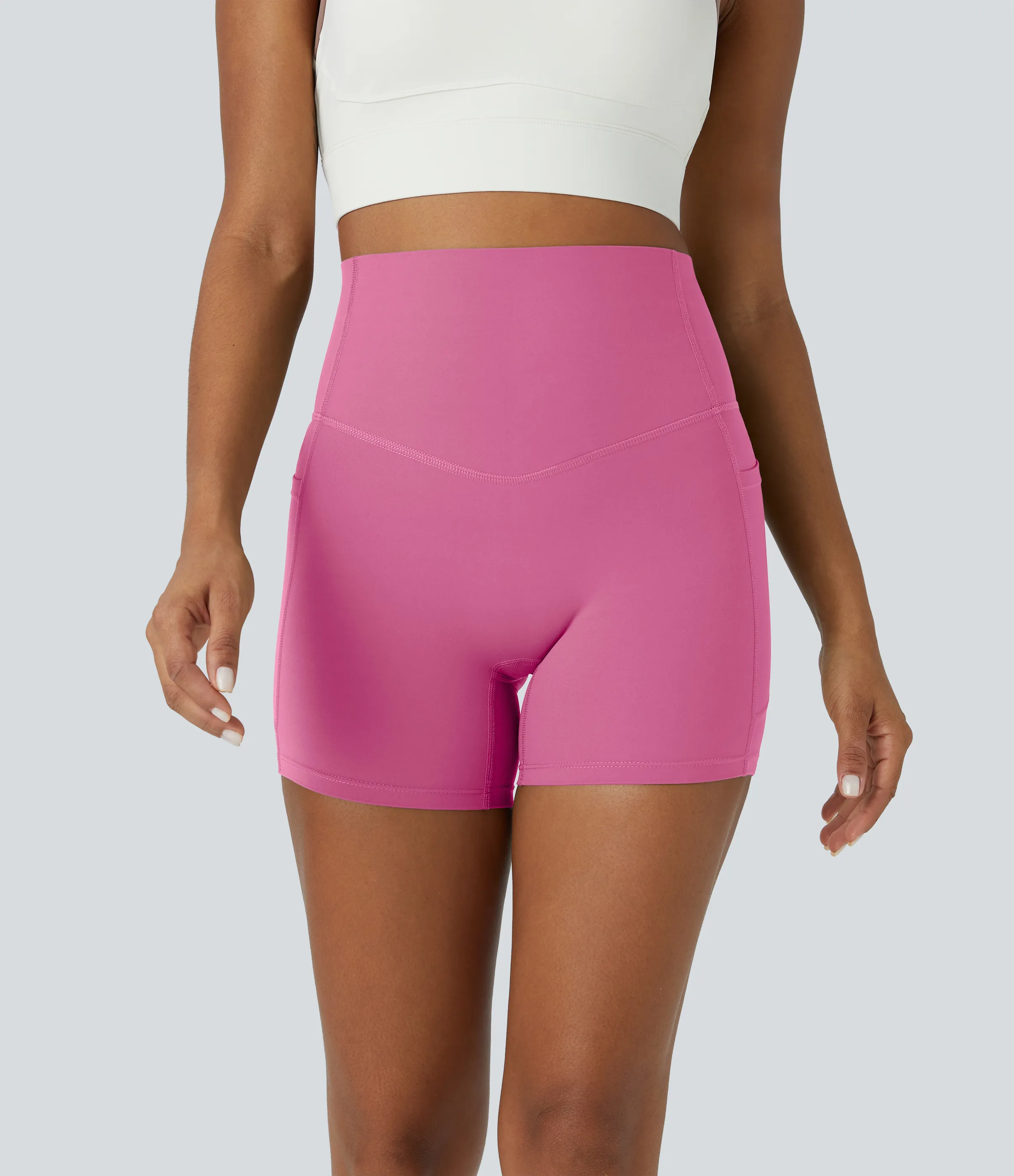 Halara Shorts de ciclista UltraSculpt™ moldeadores de abdomen de tiro alto y bolsillos laterales 12.5cm - Pink Power - M sold by Halara product image thumbnail 3