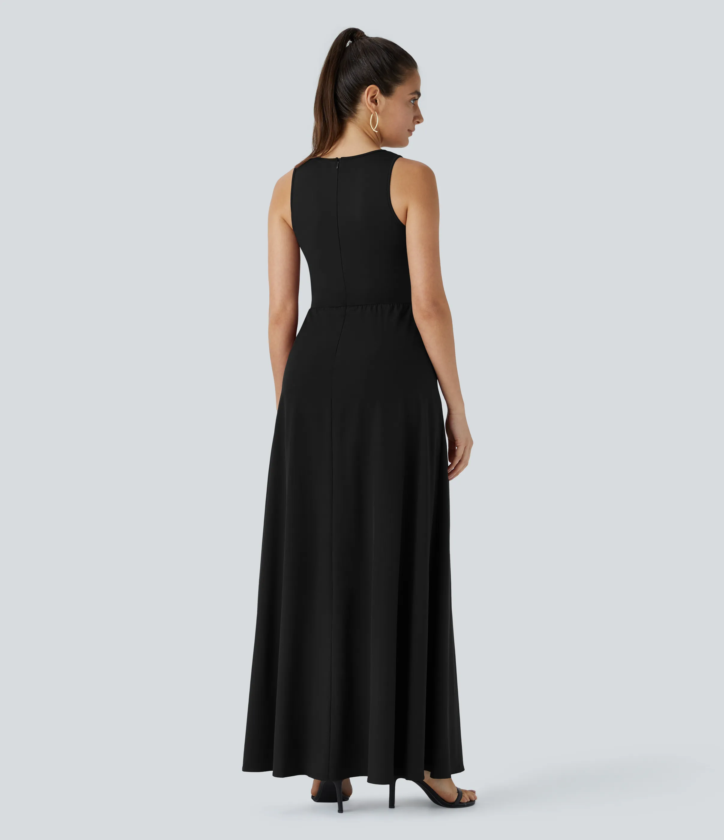 Halara Mono Breezeful™ sin mangas cremallera bolsillo lateral contrastante secado rápido dama honor invitada boda - Black - XL(petite) sold by Halara product image thumbnail 3