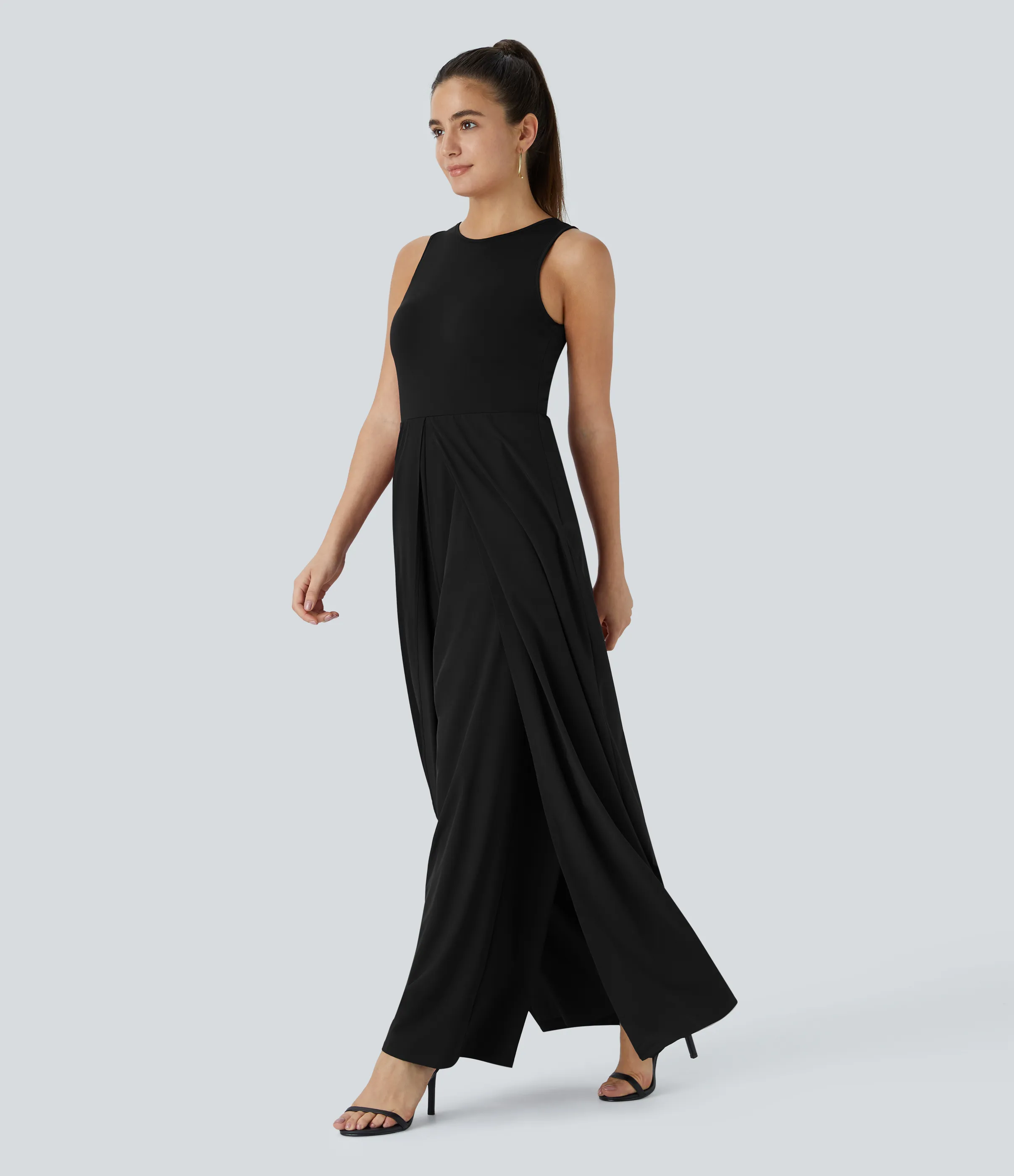 Halara Mono Breezeful™ sin mangas cremallera bolsillo lateral contrastante secado rápido dama honor invitada boda - Black - XL(petite) sold by Halara product image thumbnail 4