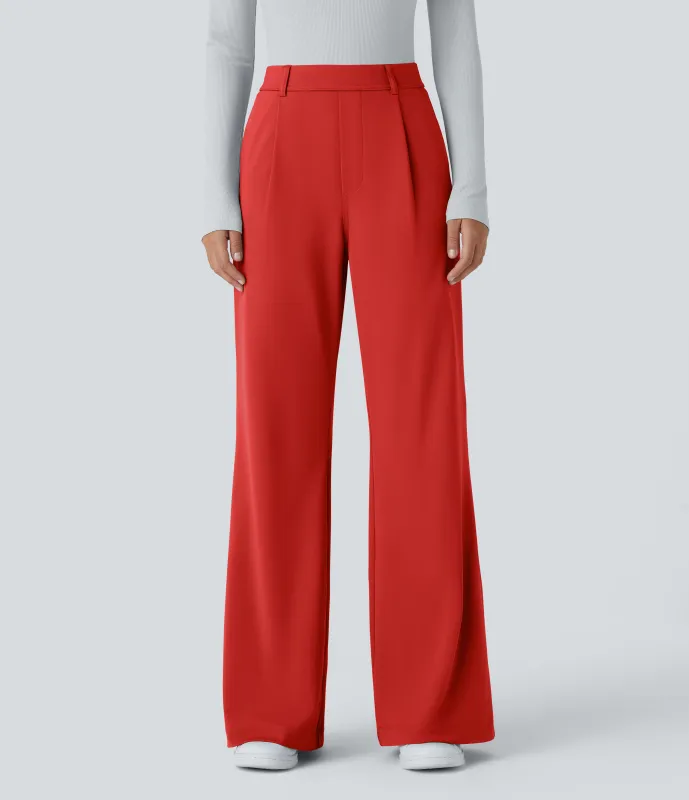 Halara Pantalón oficina acampanado bolsillo lateral tiro alto - Valiant Poppy - S(petite) sold by Halara