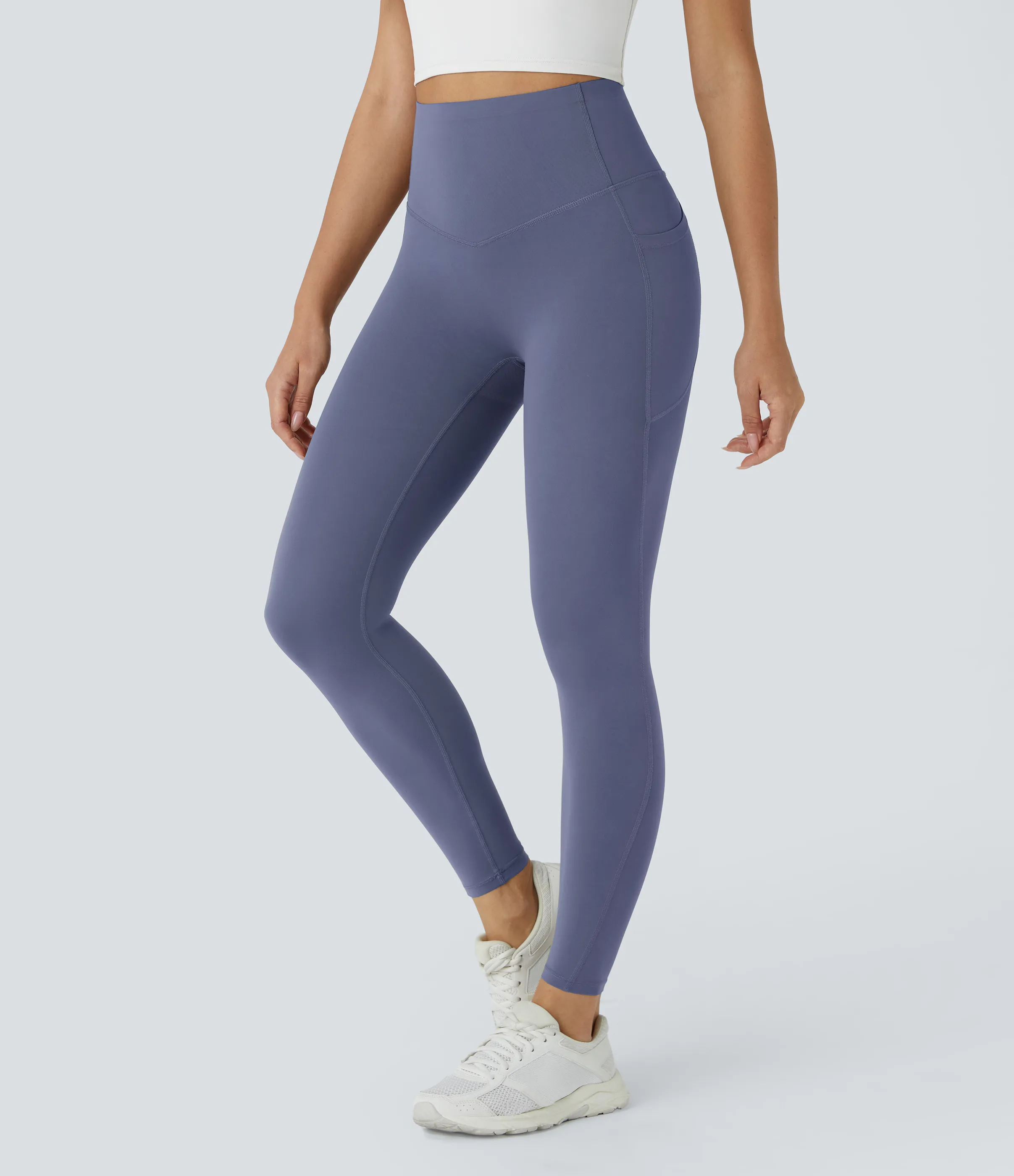 Halara Leggings SoCinched UltraSculpt tiro alto realce glúteos control abdomen bolsillo lateral moldeador - Silent Blue - M(full_length) sold by Halara product image thumbnail 4