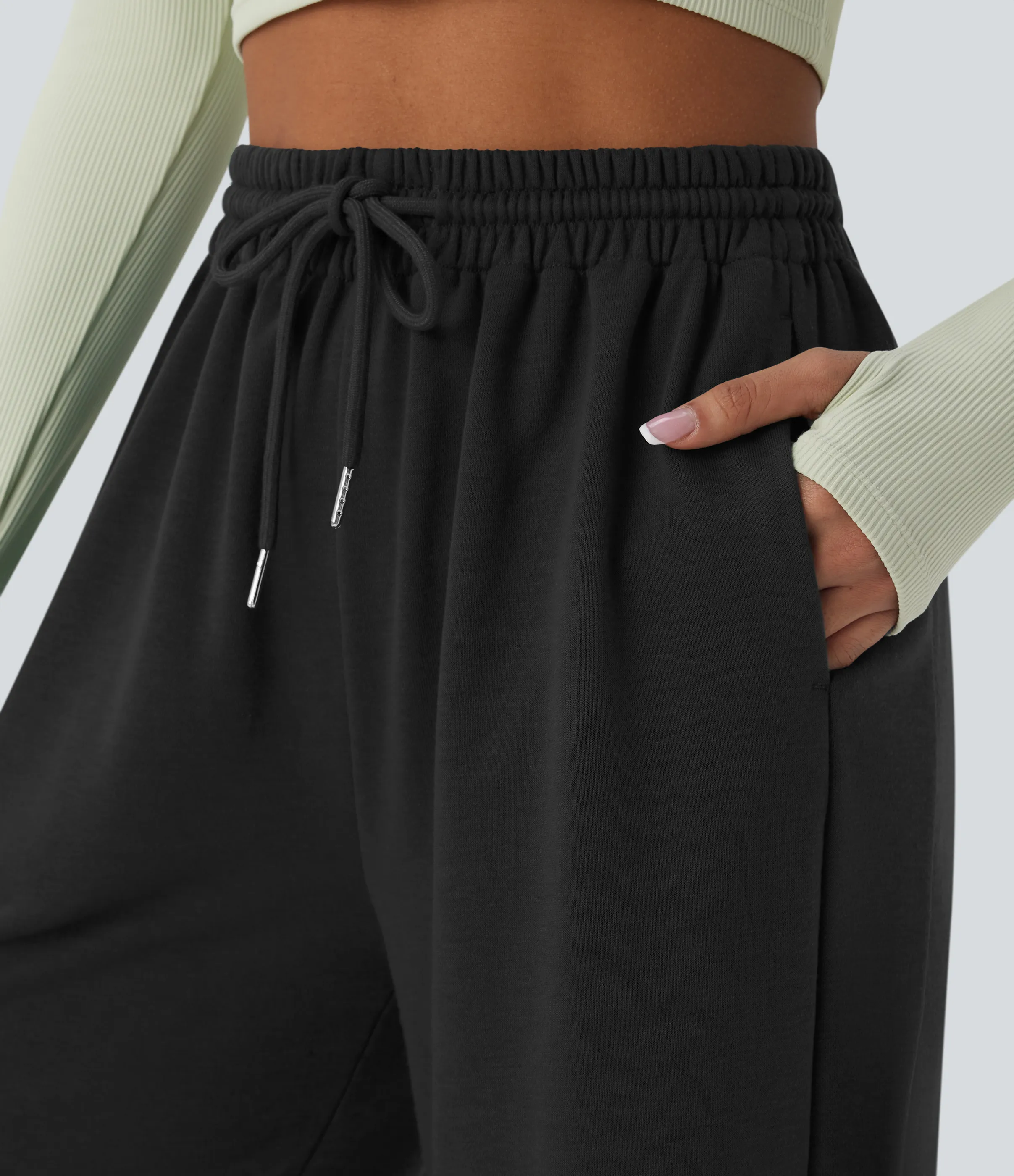 Halara Joggers tiro alto bolsillo lateral cordón ajustable - Black - L(regular) sold by Halara product image thumbnail 5