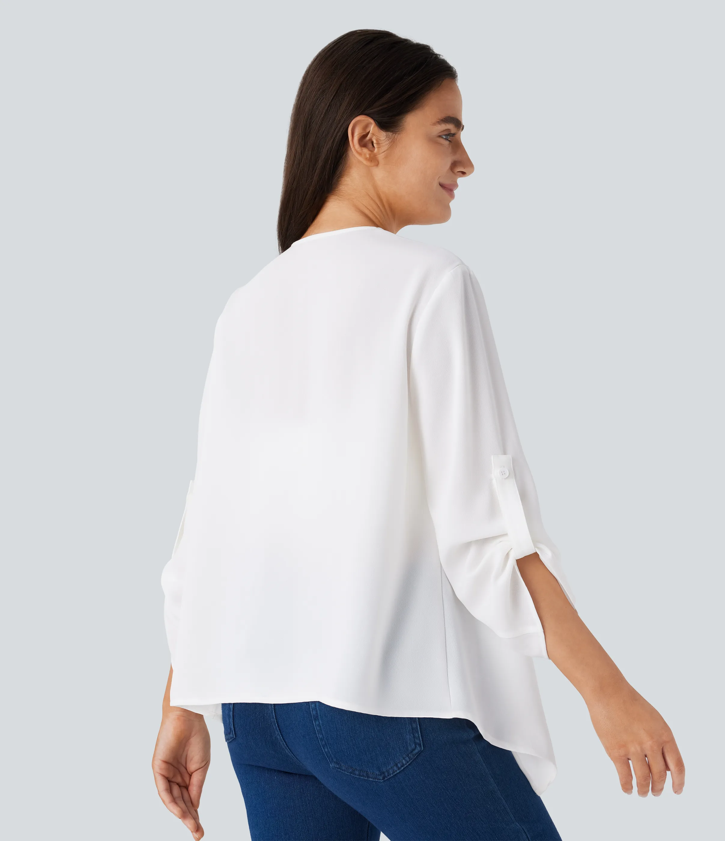 Halara Chaqueta manga enrollable cascada - White - M sold by Halara product image thumbnail 3