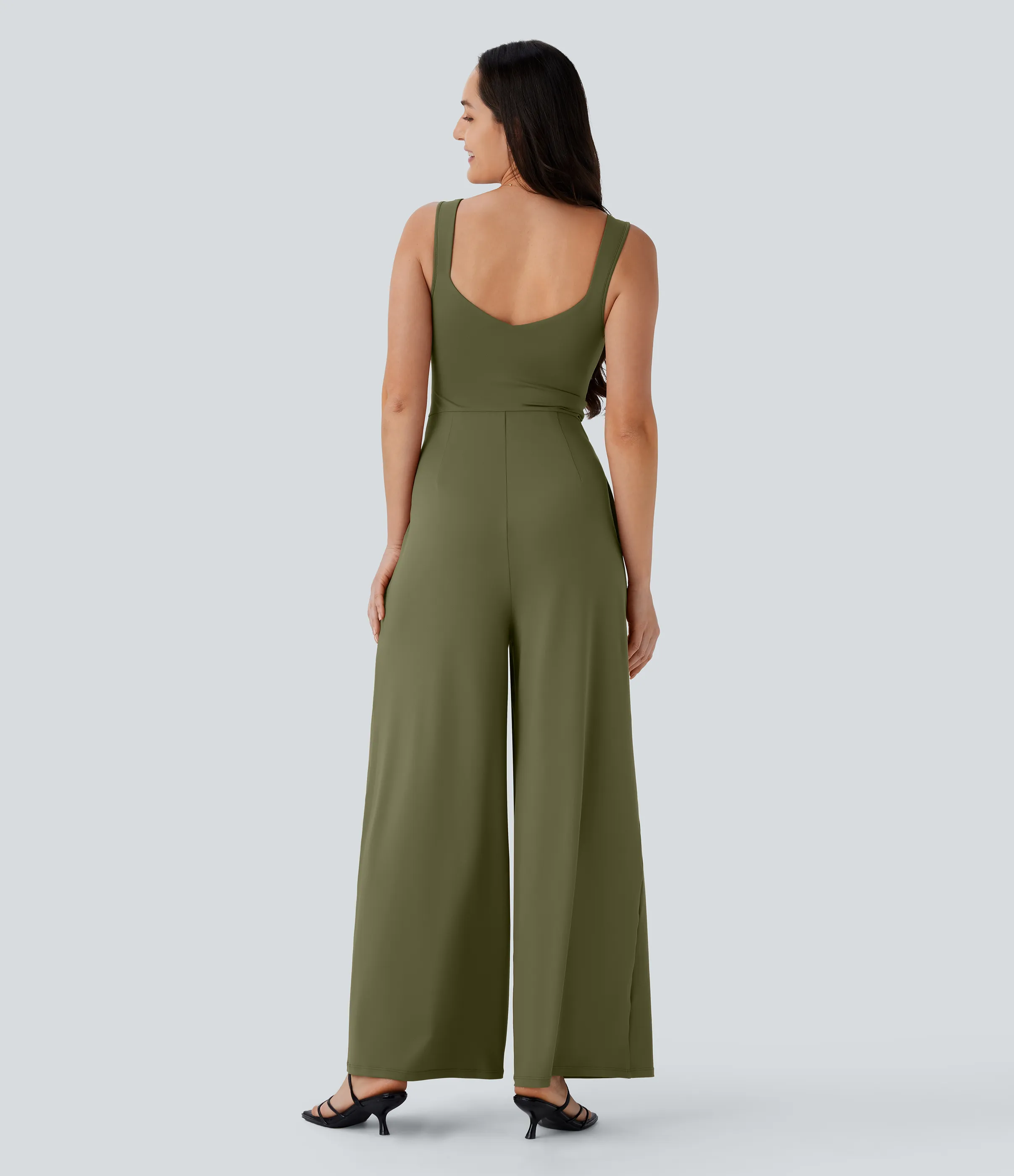 Halara Jumpsuit casual sin mangas con espalda en U y bolsillos - Capulet Olive - L(regular) sold by Halara product image thumbnail 3