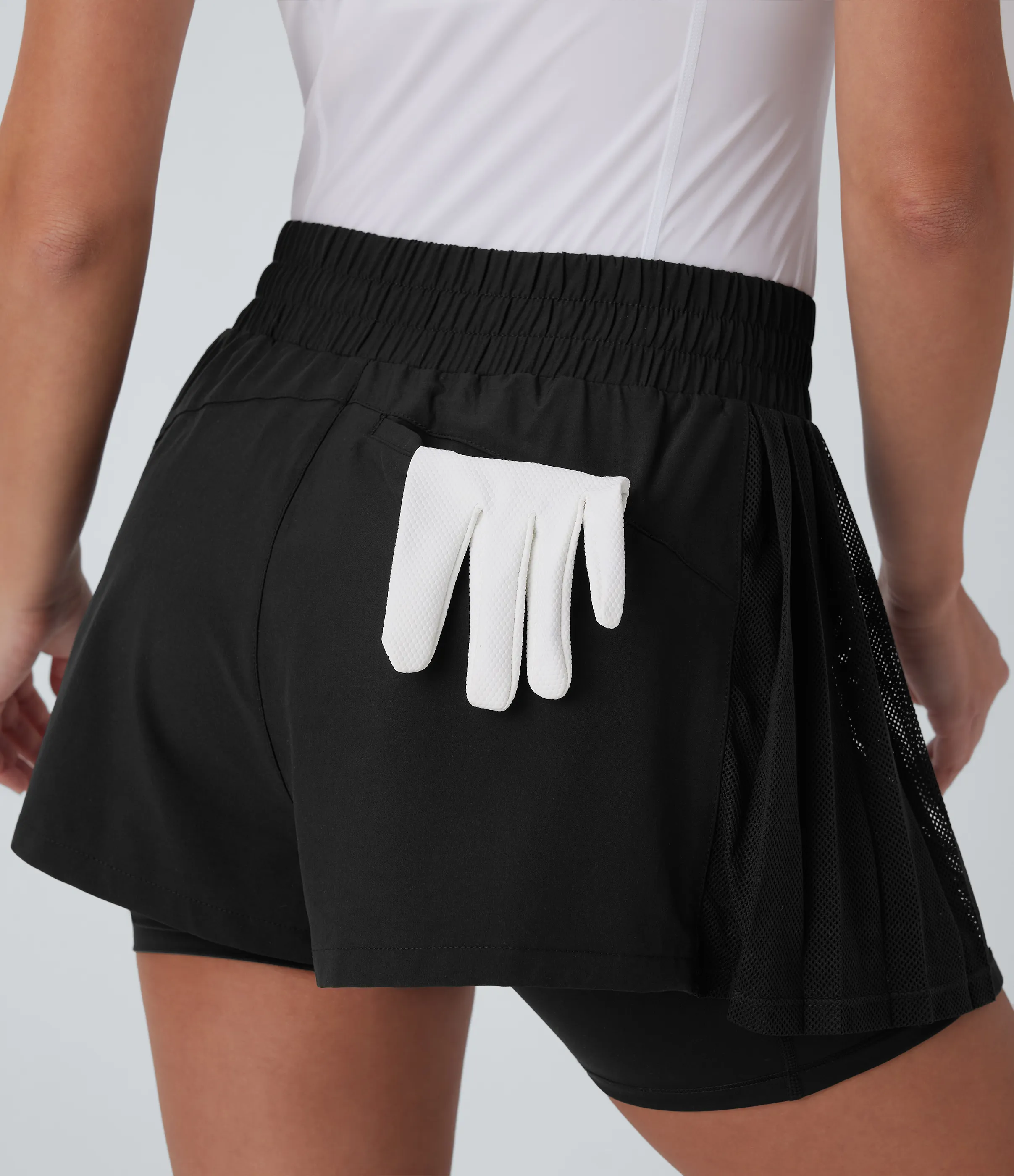 Halara Pantalón corto Breezeful™ golf tiro alto plisado malla contrastante 2 en 1 secado rápido bolsillo lateral bolsillo tee golf - Black - S sold by Halara product image thumbnail 5