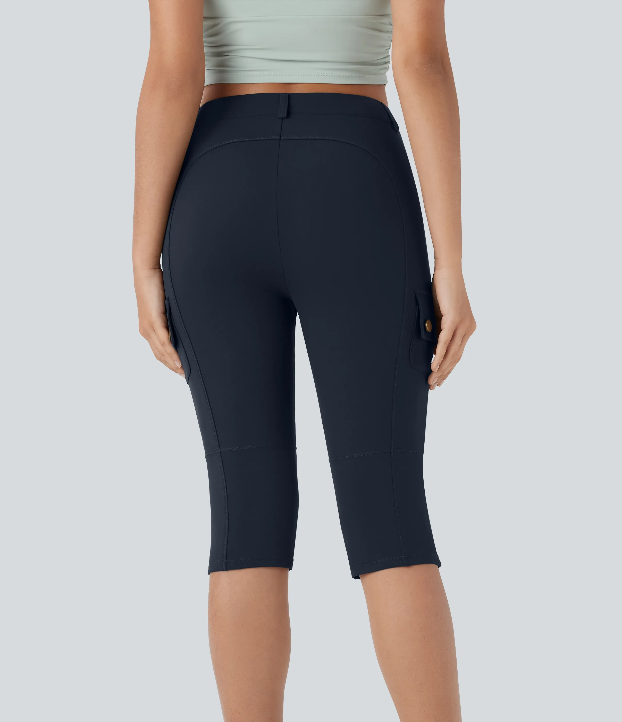 Halara Pantalón cargo ajustado tiro alto cremallera botón múltiple bolsillo bolsillo lateral - Midnight Blue - XL sold by Halara product image thumbnail 3