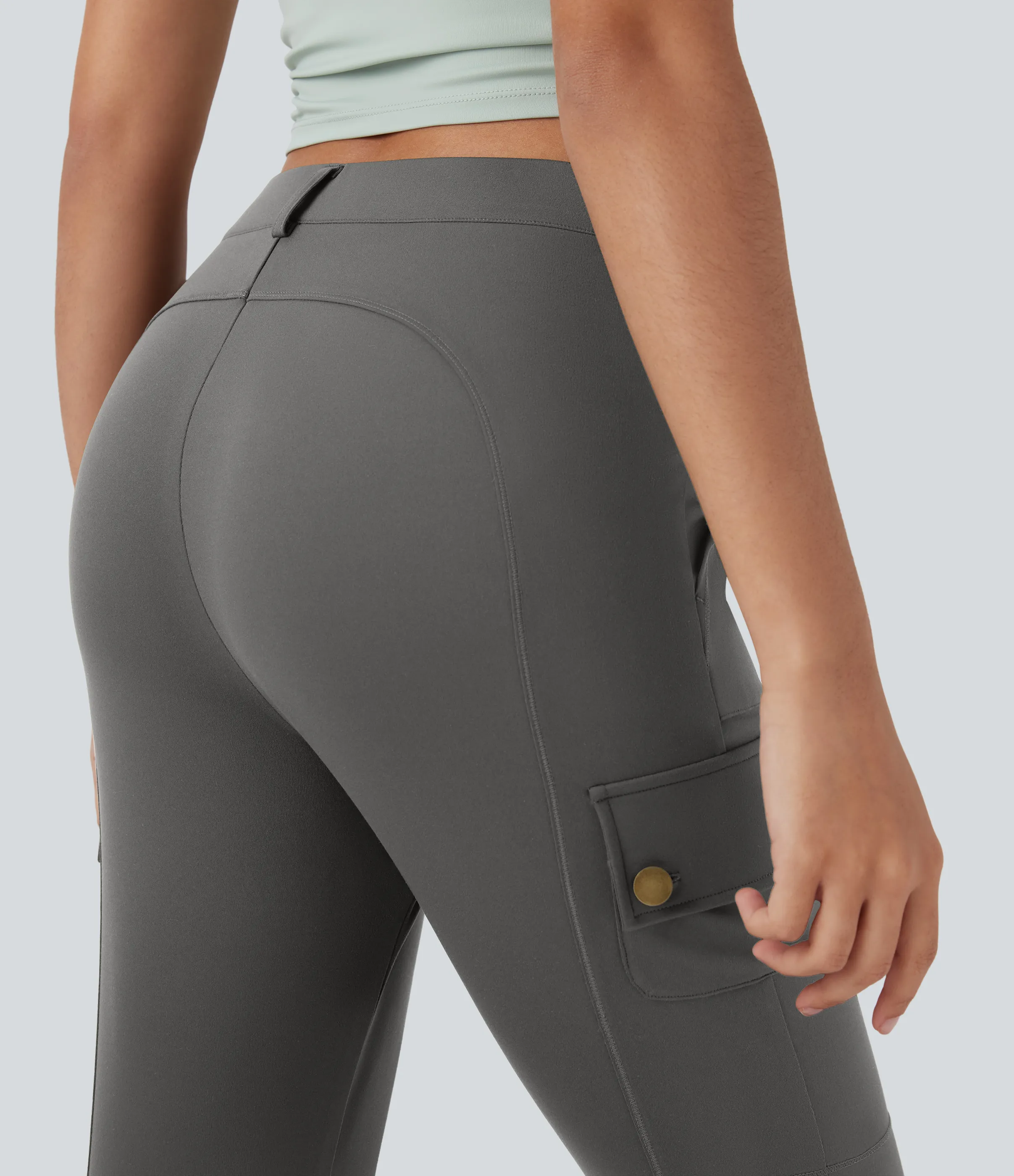 Halara Pantalón cargo ajustado tiro alto cremallera botón múltiple bolsillo bolsillo lateral - Silent Storm - L sold by Halara product image thumbnail 5