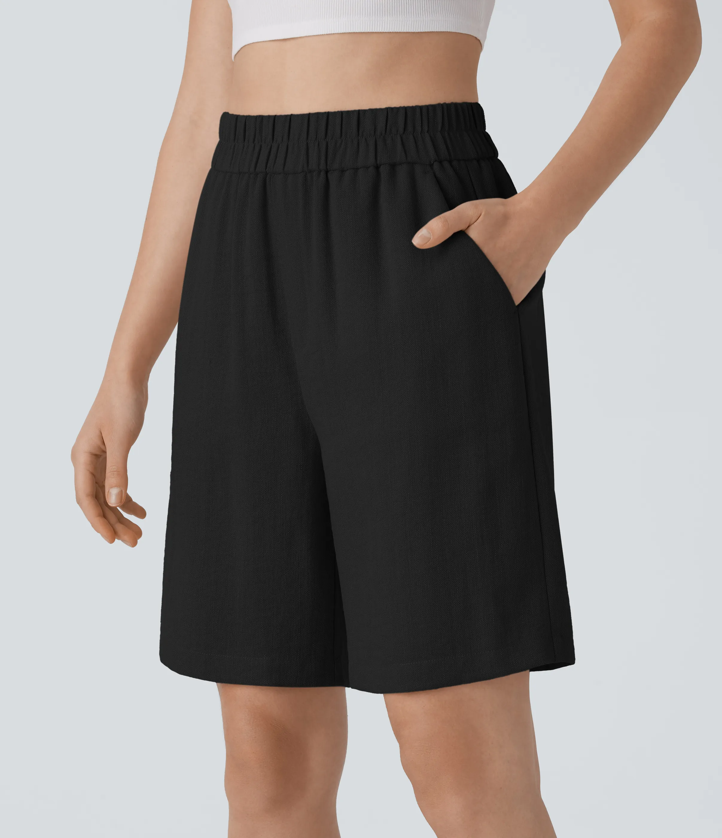 Halara Bermudas tiro alto bolsillo lateral - Black - L sold by Halara product image thumbnail 4