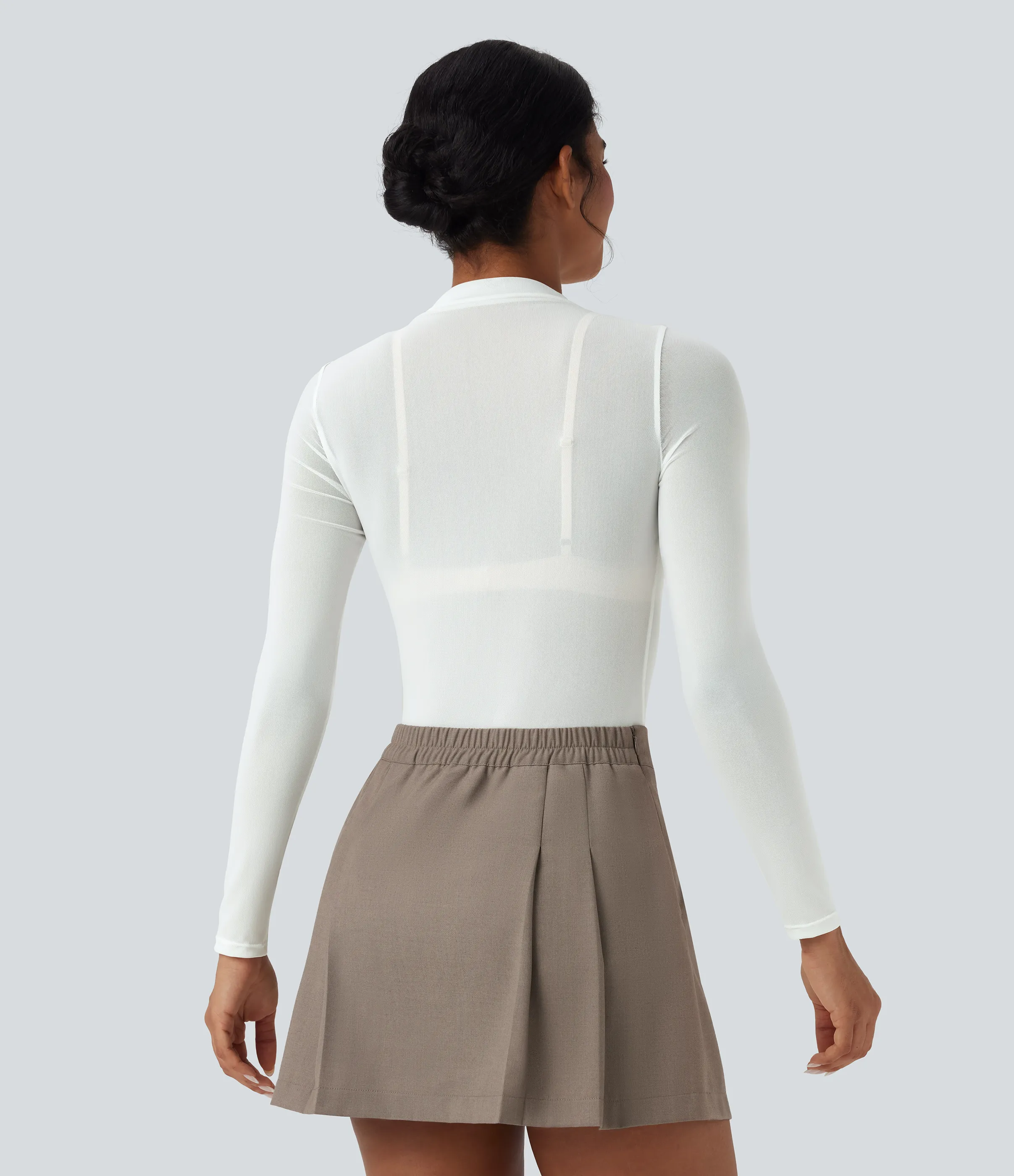 Halara Body casual de malla transparente con cuello alto y botones a presión - Blanc de Blanc - M sold by Halara product image thumbnail 5