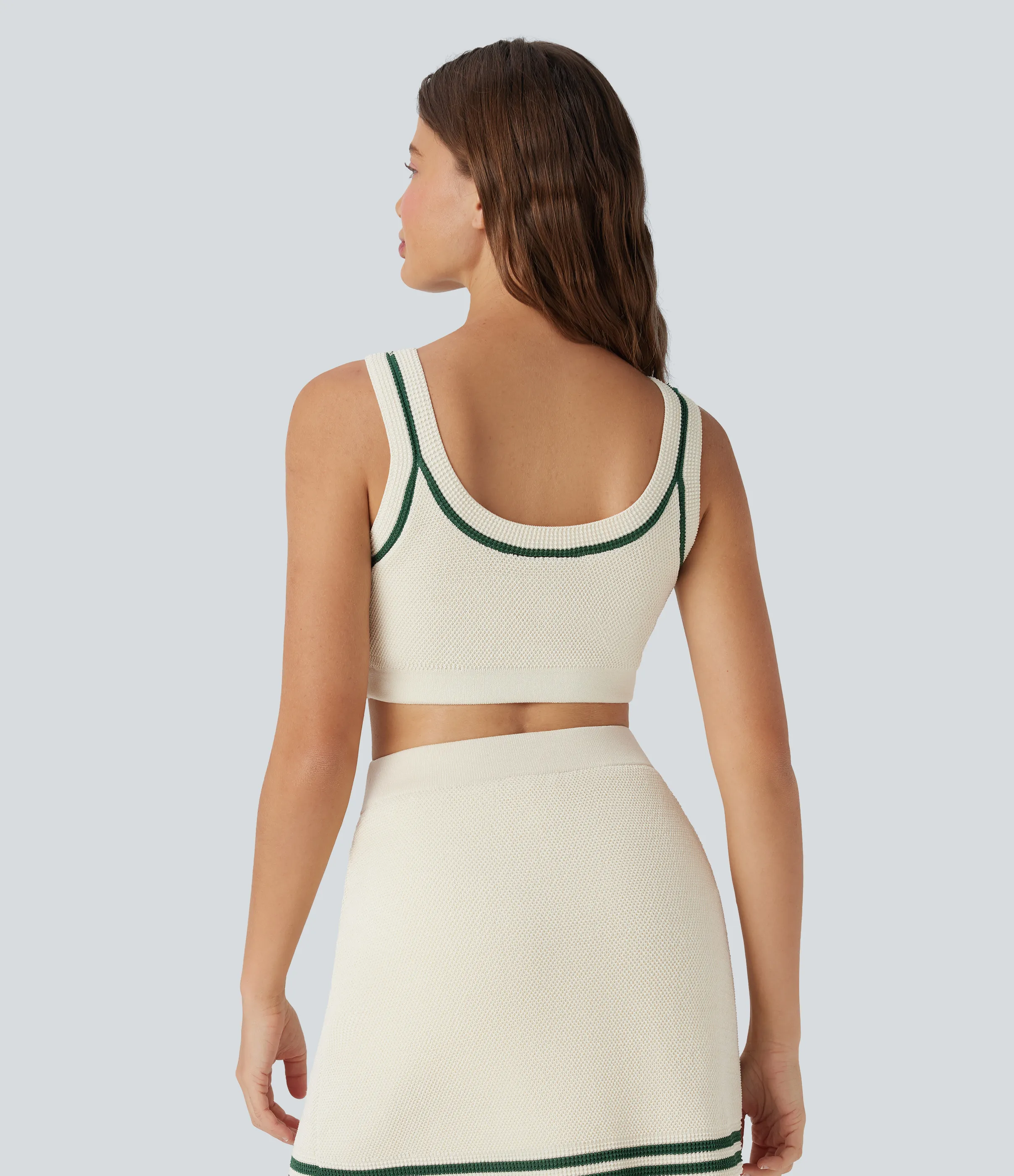 Halara Suéter casual corto de punto con bloques de color y espalda descubierta - Turtledove - M sold by Halara product image thumbnail 3