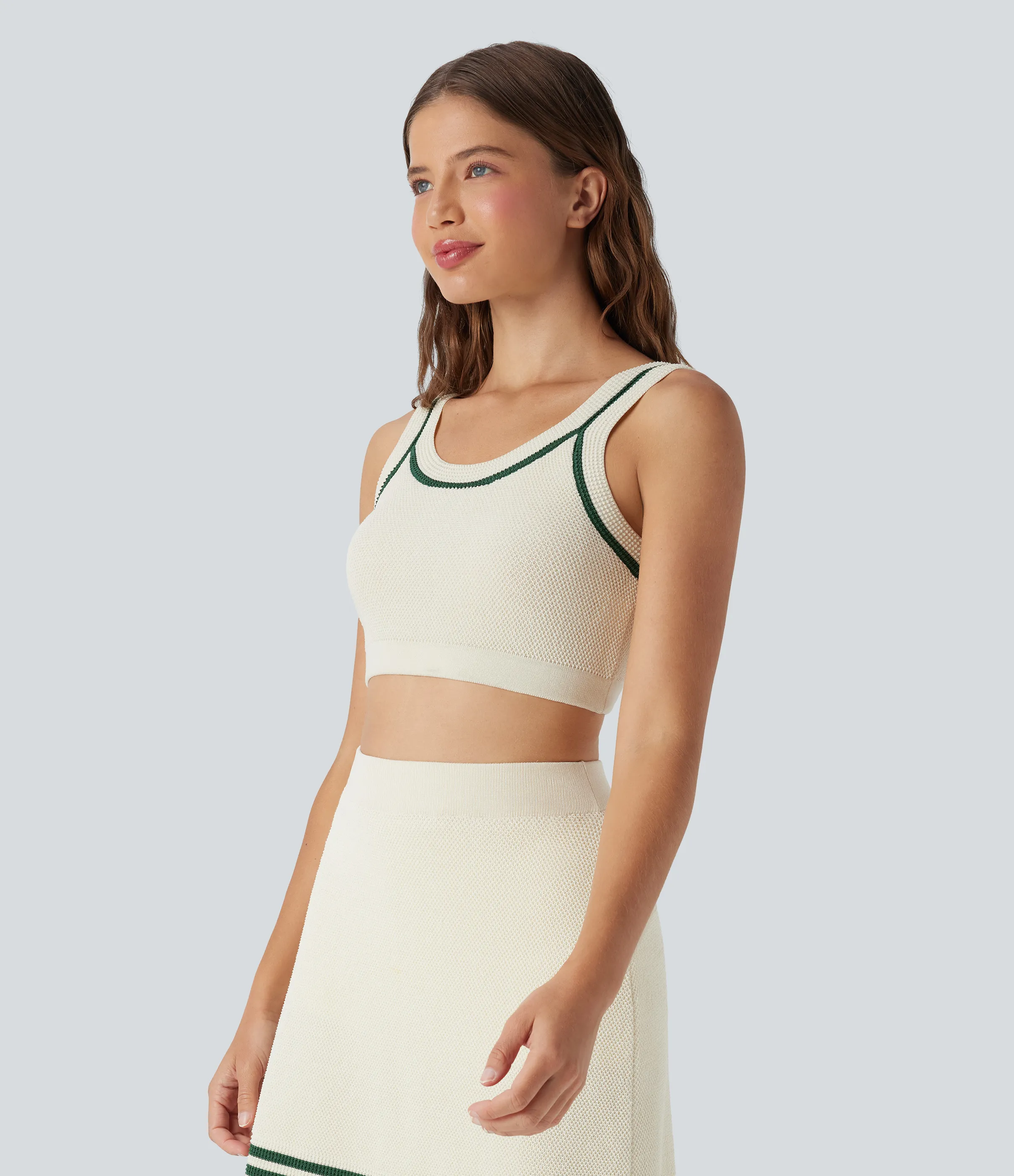 Halara Suéter casual corto de punto con bloques de color y espalda descubierta - Turtledove - M sold by Halara product image thumbnail 4