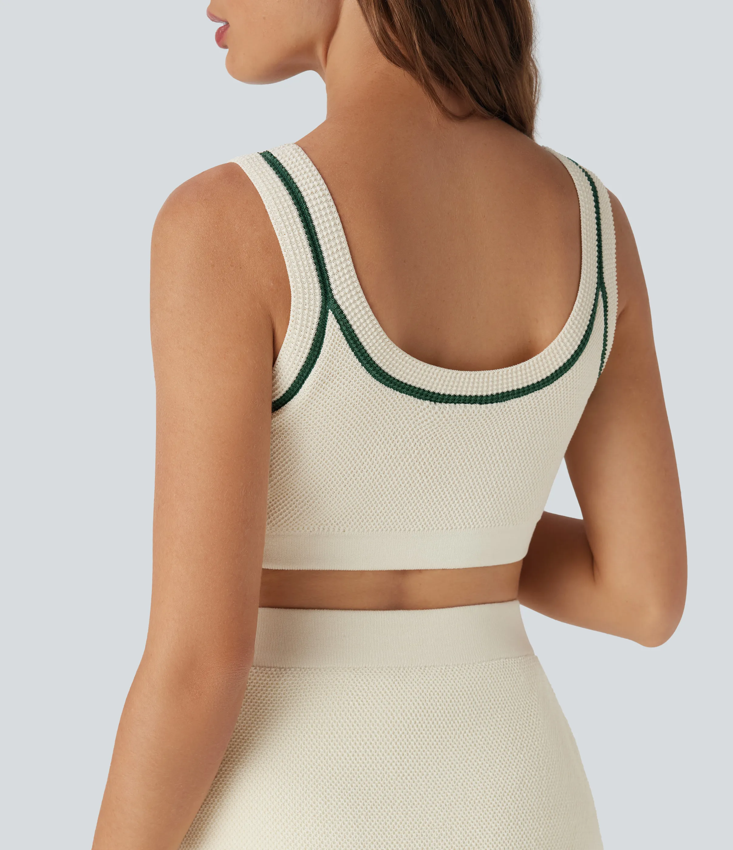 Halara Suéter casual corto de punto con bloques de color y espalda descubierta - Turtledove - M sold by Halara product image thumbnail 5