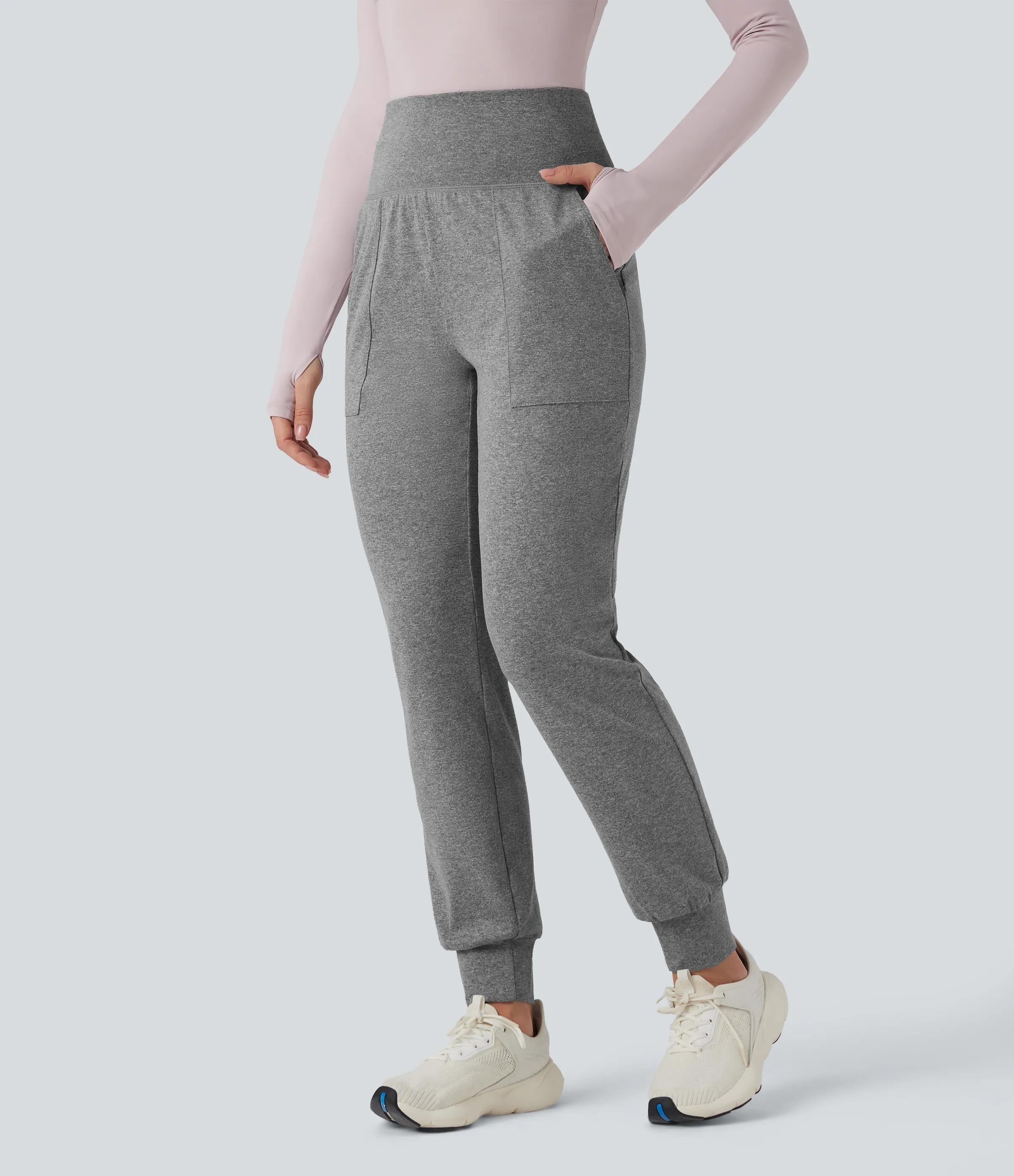 Halara Pantalones de yoga ajustados de tiro alto con bolsillos - Mottled Light Grey - S(regular) sold by Halara product image thumbnail 4
