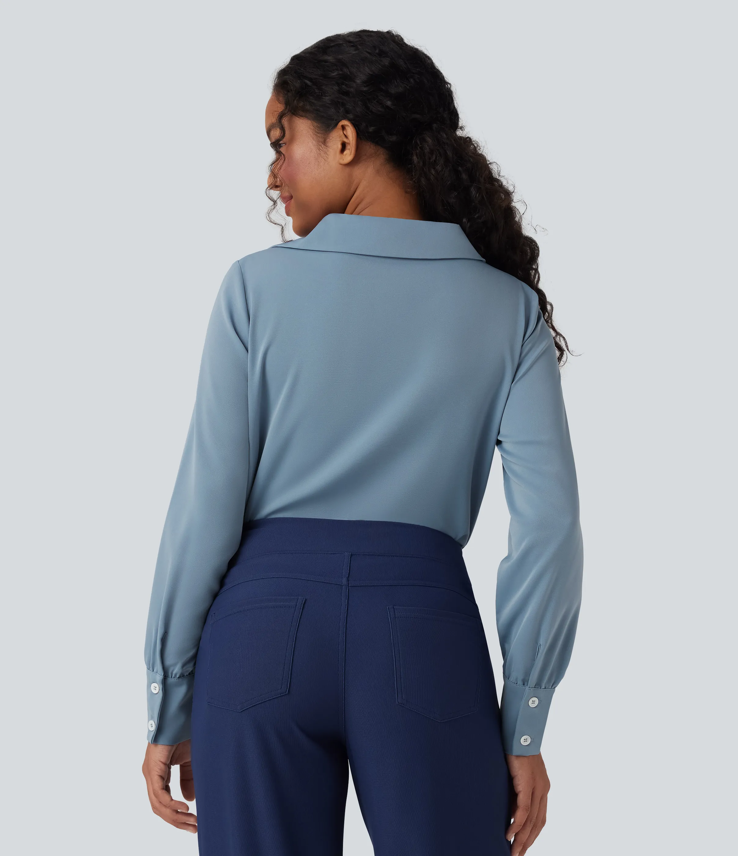 Halara Camisa de oficina de manga larga con cuello vuelto antiarrugas - Mountain Spring - M sold by Halara product image thumbnail 3