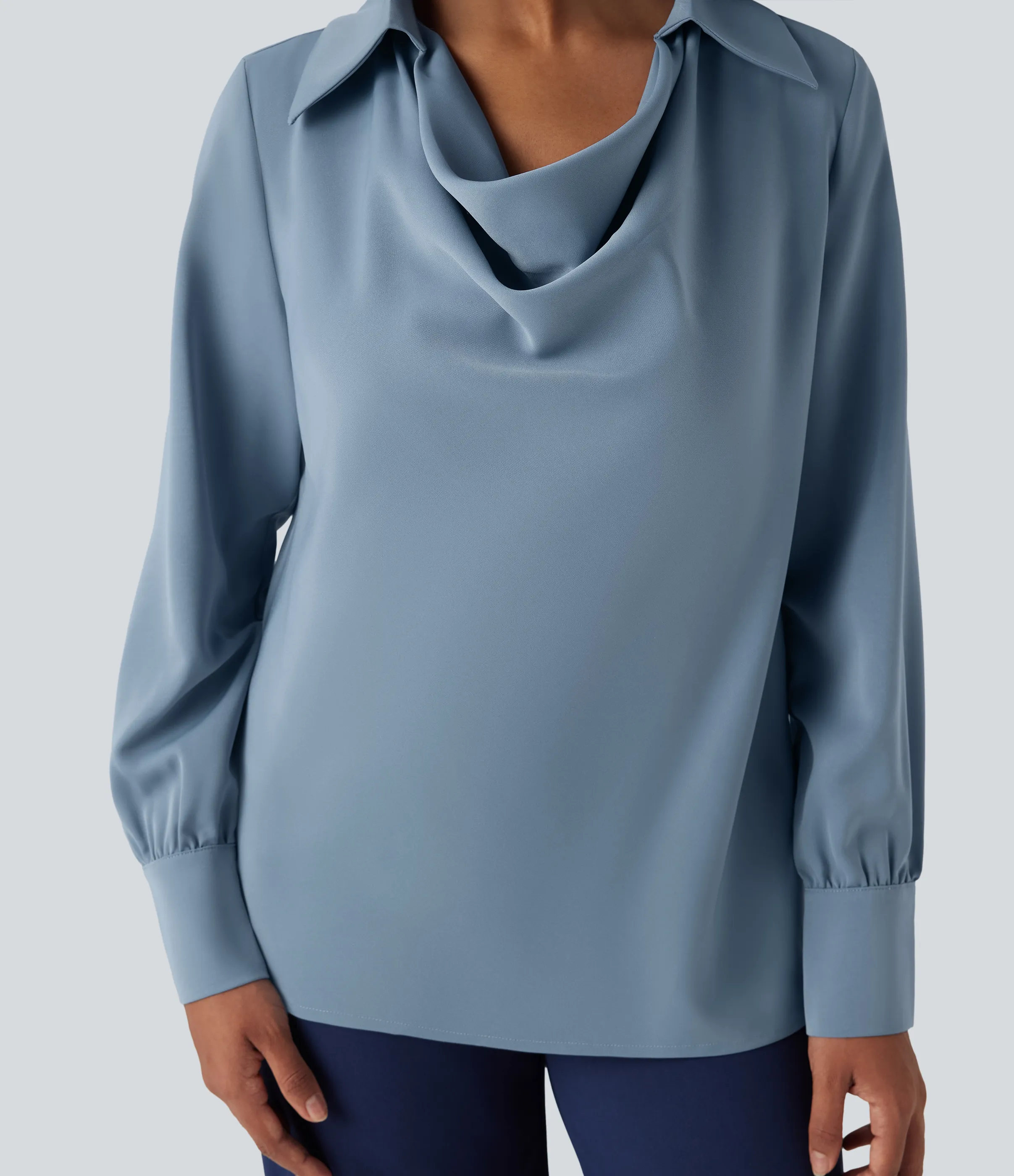 Halara Camisa de oficina de manga larga con cuello vuelto antiarrugas - Mountain Spring - M sold by Halara product image thumbnail 5