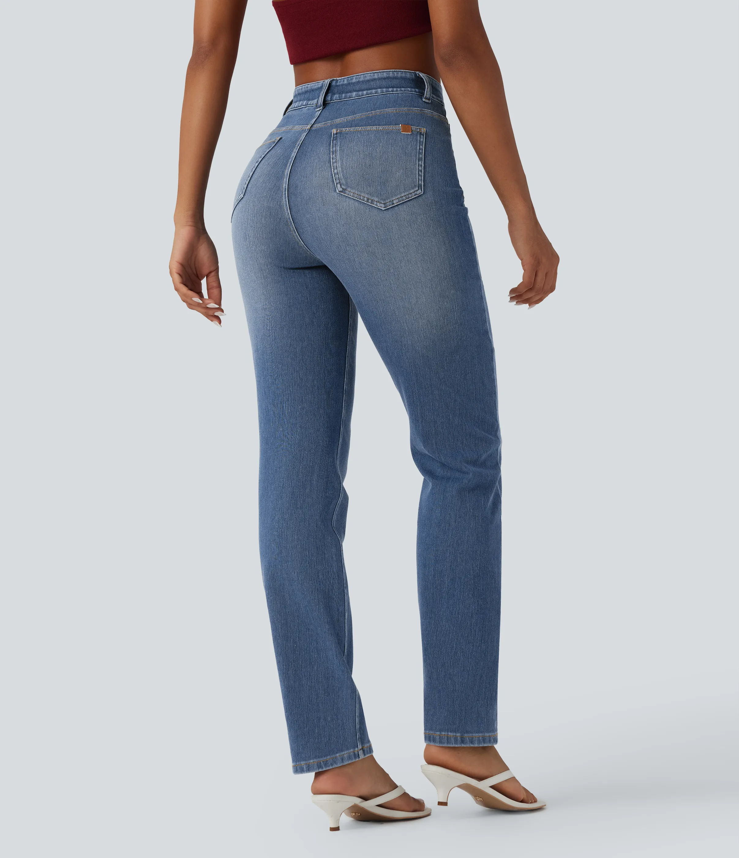 Halara Jeans ajustados casuales Halara Flex™ de tiro alto con control de abdomen y bolsillos - Blue Jasper Denim - XS(regular) sold by Halara product image thumbnail 3