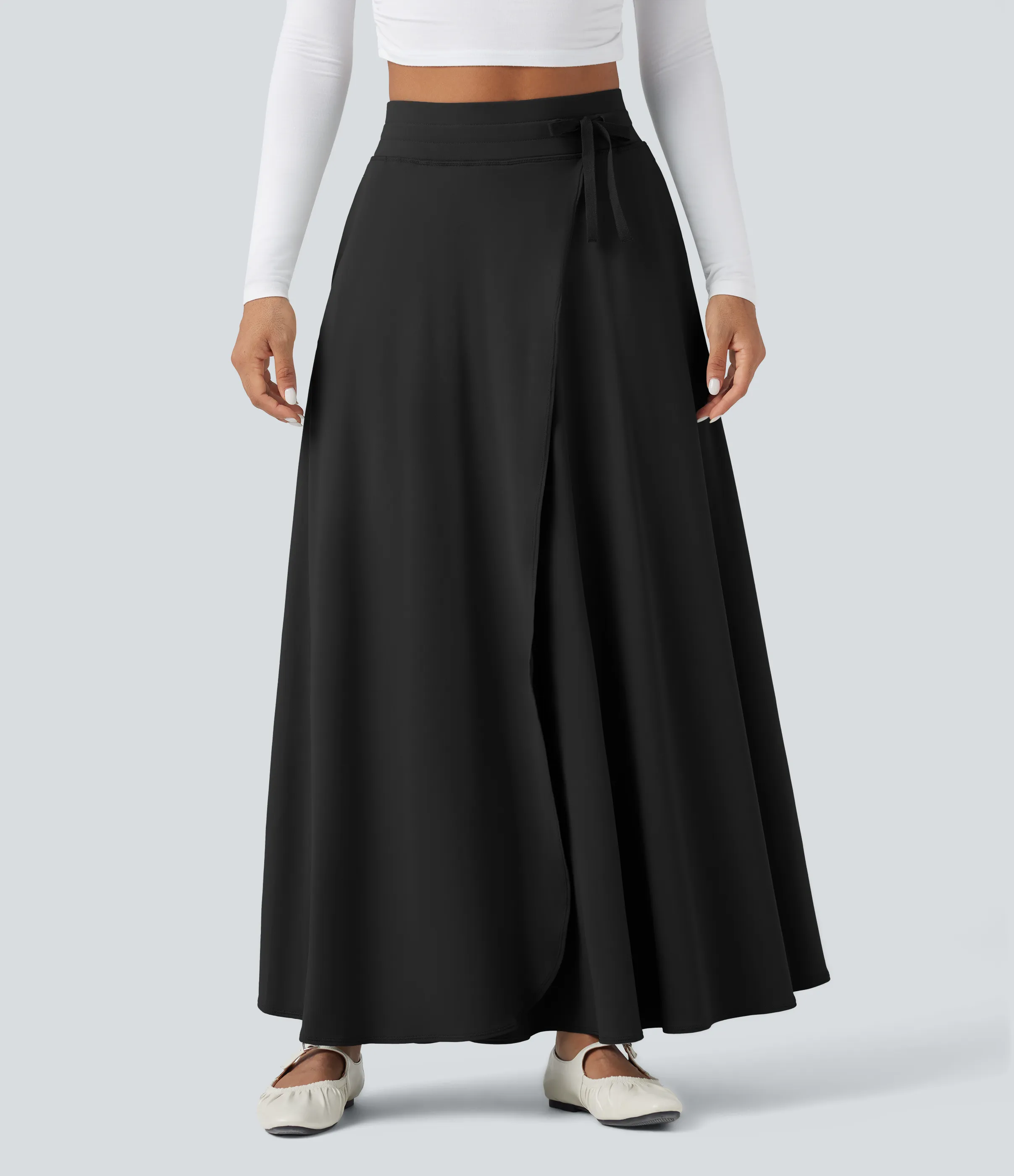 Halara Falda maxi casual 2 en 1de tiro alto con cordón y bolsillos - Black - XS(regular) sold by Halara product image thumbnail 4