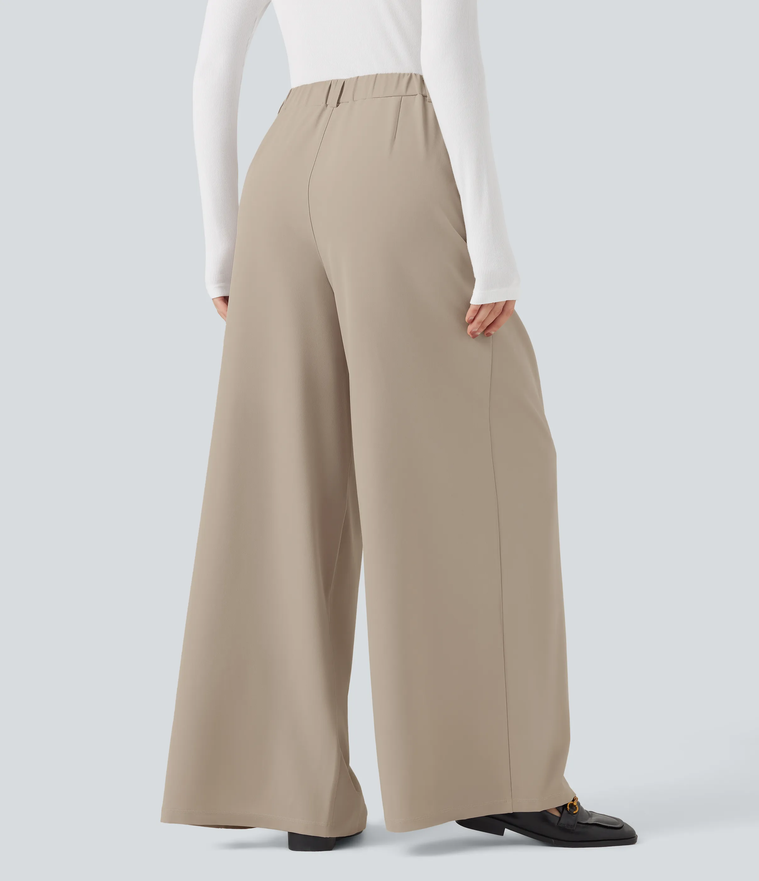 Halara Pantalones holgados de oficina de tiro alto y secado rápido con bolsillos - UPF 40+ - Oxford Tan - M(regular) sold by Halara product image thumbnail 3