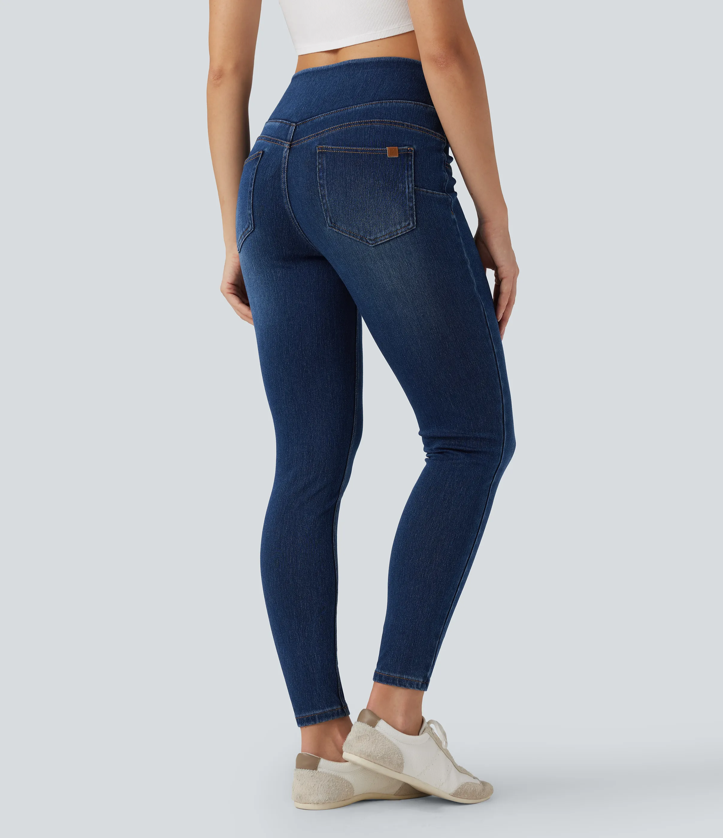 Halara Leggings casuales ajustados de mezclilla Halara Flex™ de tiro alto con control de abdomen y bolsillos de 7/8 - Pageant Blue Denim - XL(regular) sold by Halara product image thumbnail 3