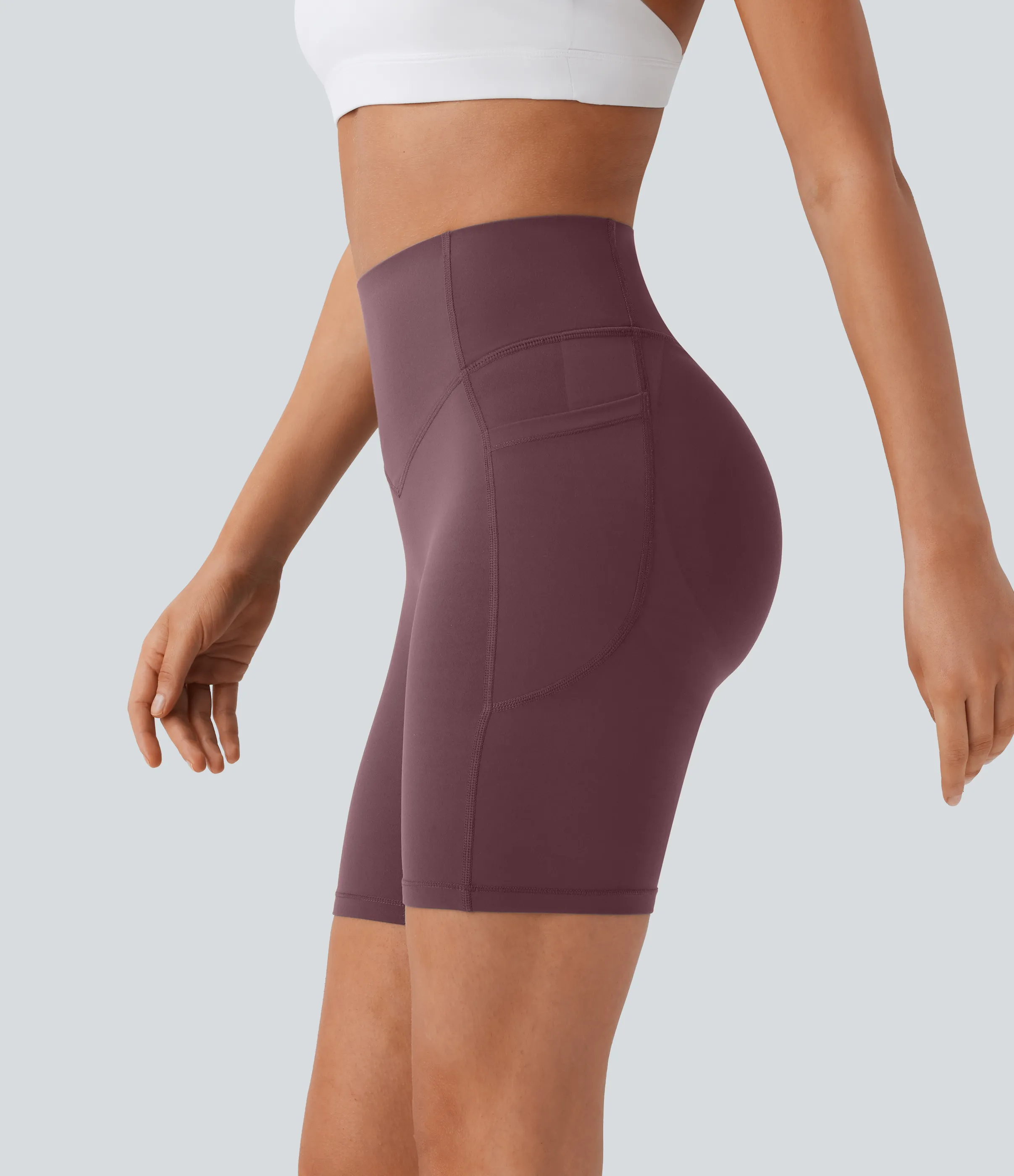 Halara Pantalón corto SoCinched UltraSculpt ciclista tiro alto realce glúteo bolsillo lateral entrenamiento 17.5cm - Evening Red - XS sold by Halara