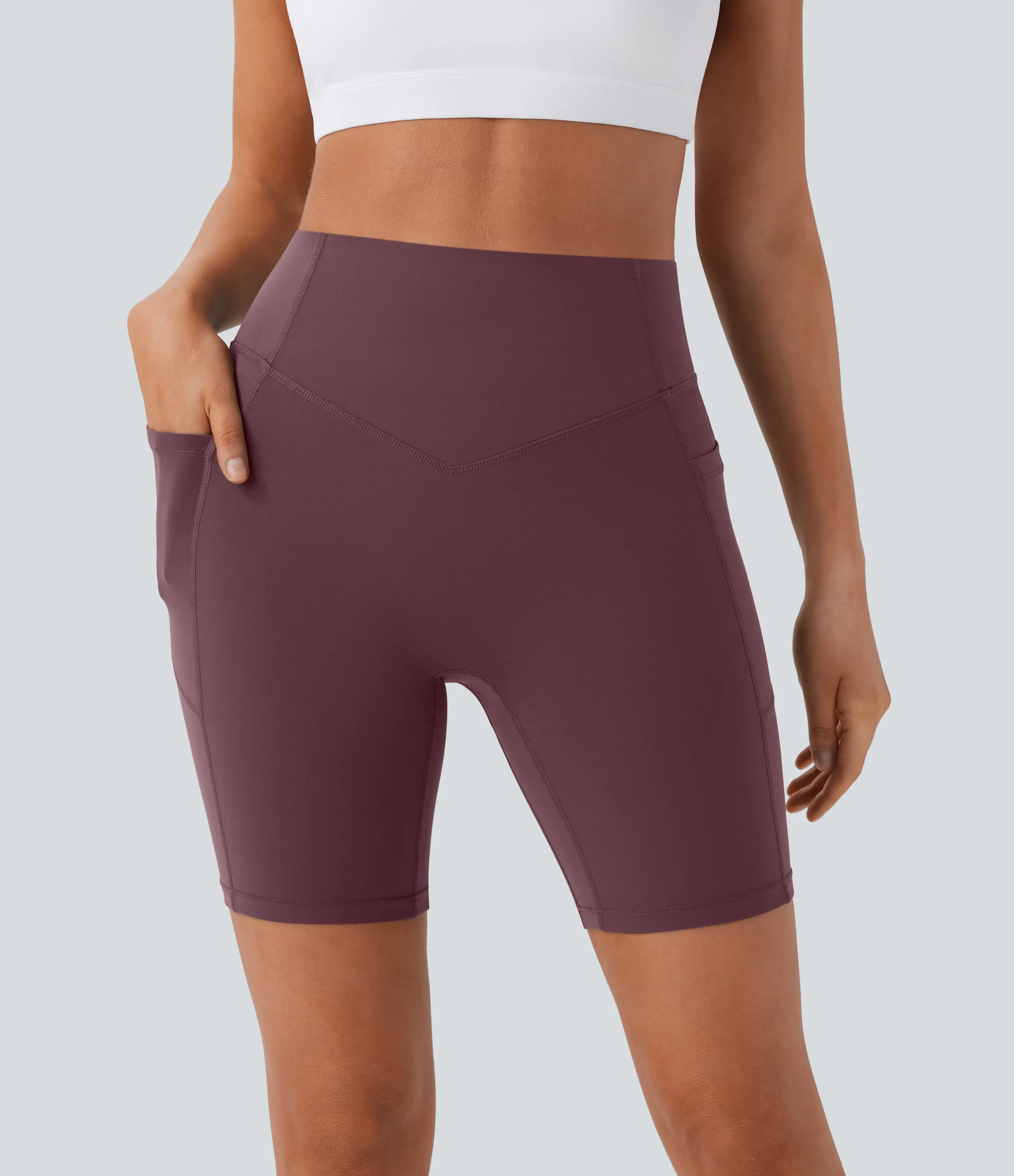 Halara Pantalón corto SoCinched UltraSculpt ciclista tiro alto realce glúteo bolsillo lateral entrenamiento 17.5cm - Evening Red - XS sold by Halara product image thumbnail 4