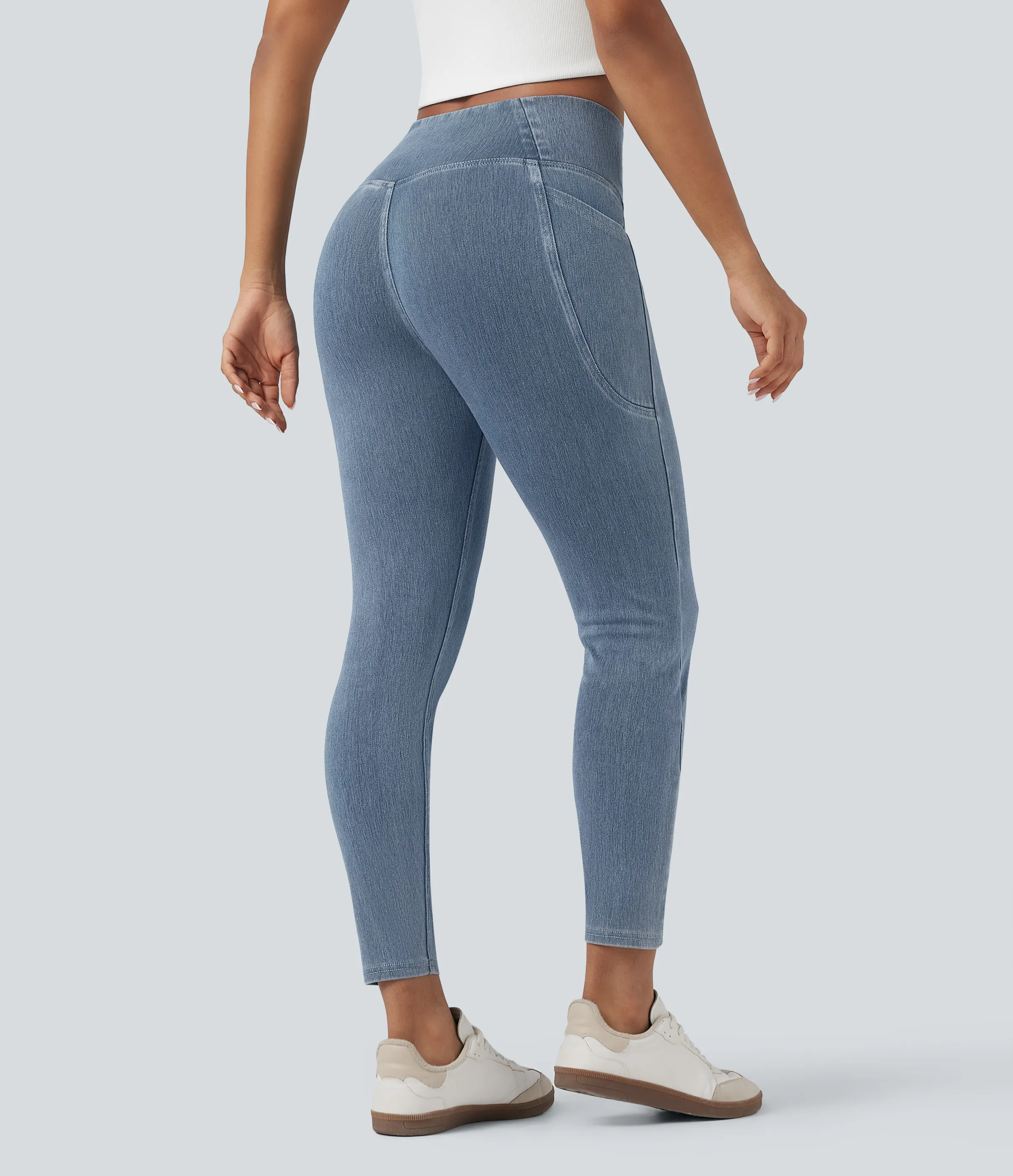 Halara Leggings Halara Flex™ Denim oficina mezclilla elástico lavado bolsillo lateral cruzado - Blue Jasper Denim - XL(full_length) sold by Halara product image thumbnail 3