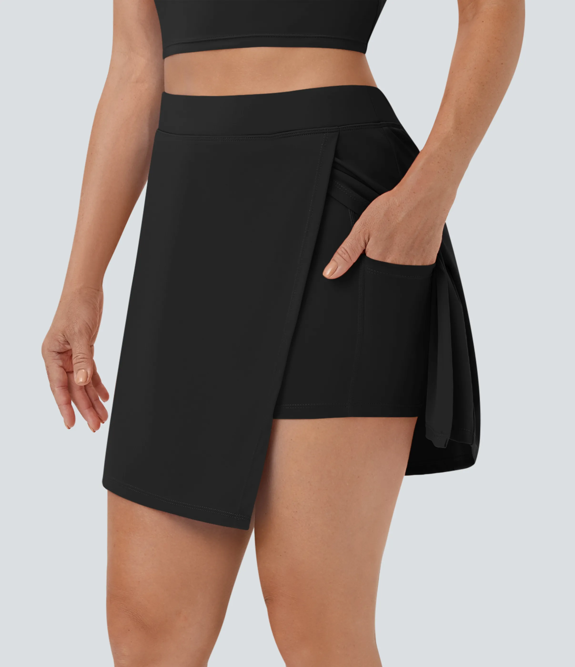 Halara Falda tenis Softlyzero™ Airy abertura 2 en 1 bolsillo lateral tacto fresco - Black - XL sold by Halara product image thumbnail 4