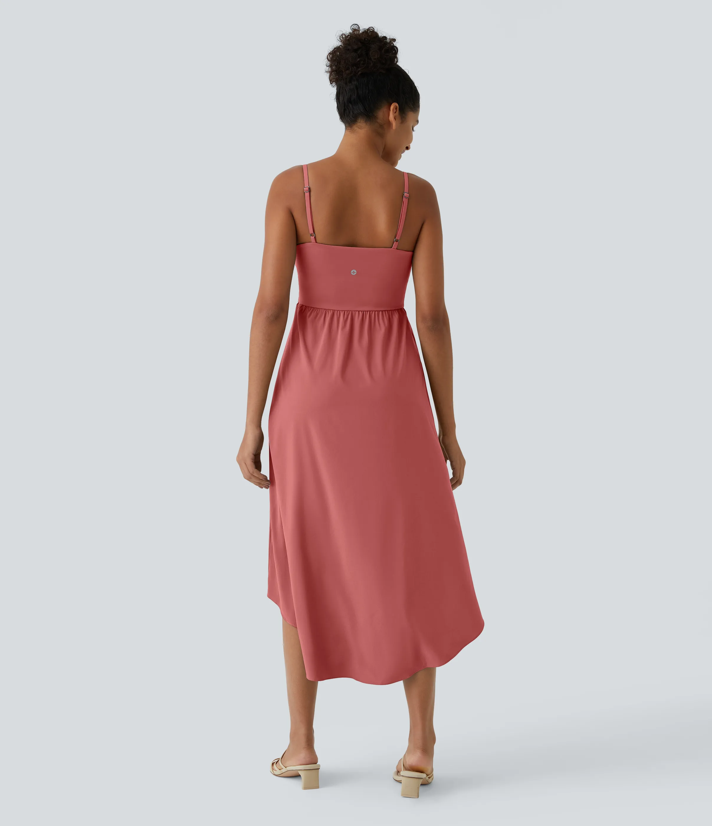 Halara Vestido Midi Breezeful™ 2 piezas tiro alto bajo sin espalda holgado secado rápido bolsillo lateral - Kapok Red - L sold by Halara product image thumbnail 3