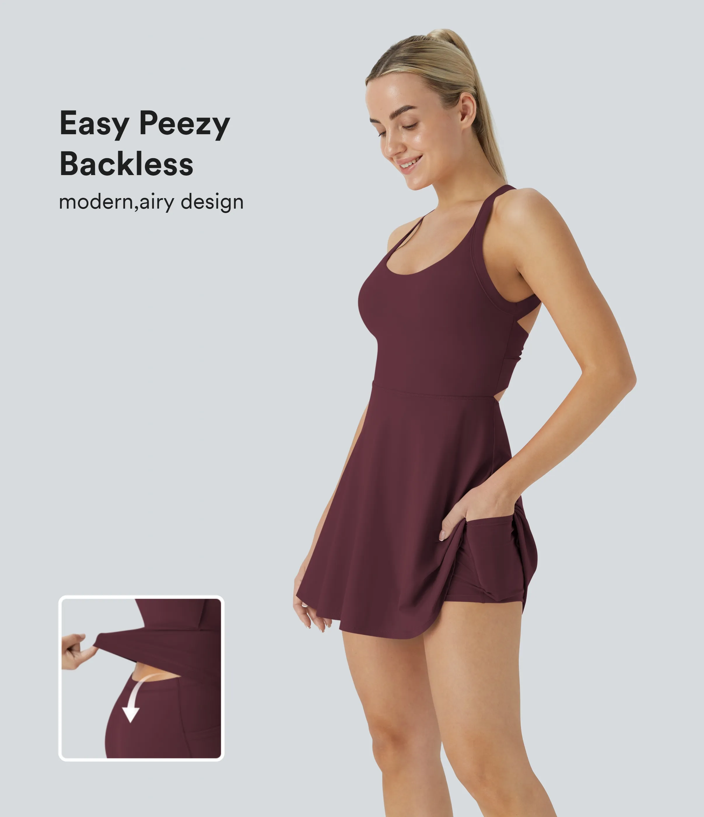 Halara Vestido Softlyzero™ Airy deportivo activo baile tacto fresco sin espalda retorcido - Edición Easy Peezy - Fig - S sold by Halara product image thumbnail 2