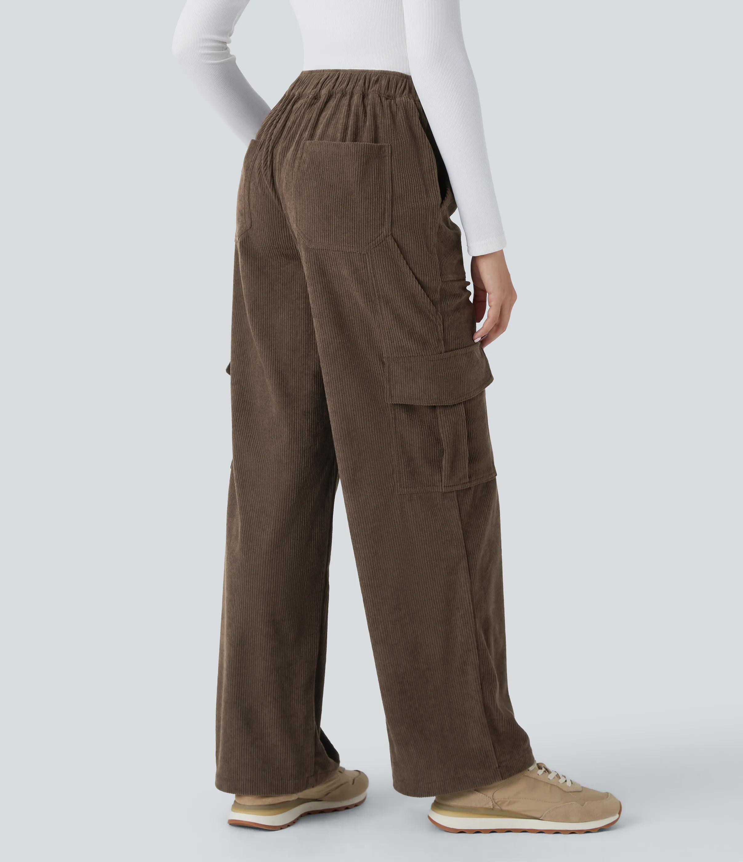 Halara Pantalón cargo pana pierna recta múltiple bolsillo tiro medio - Coffee - S(regular) sold by Halara product image thumbnail 3
