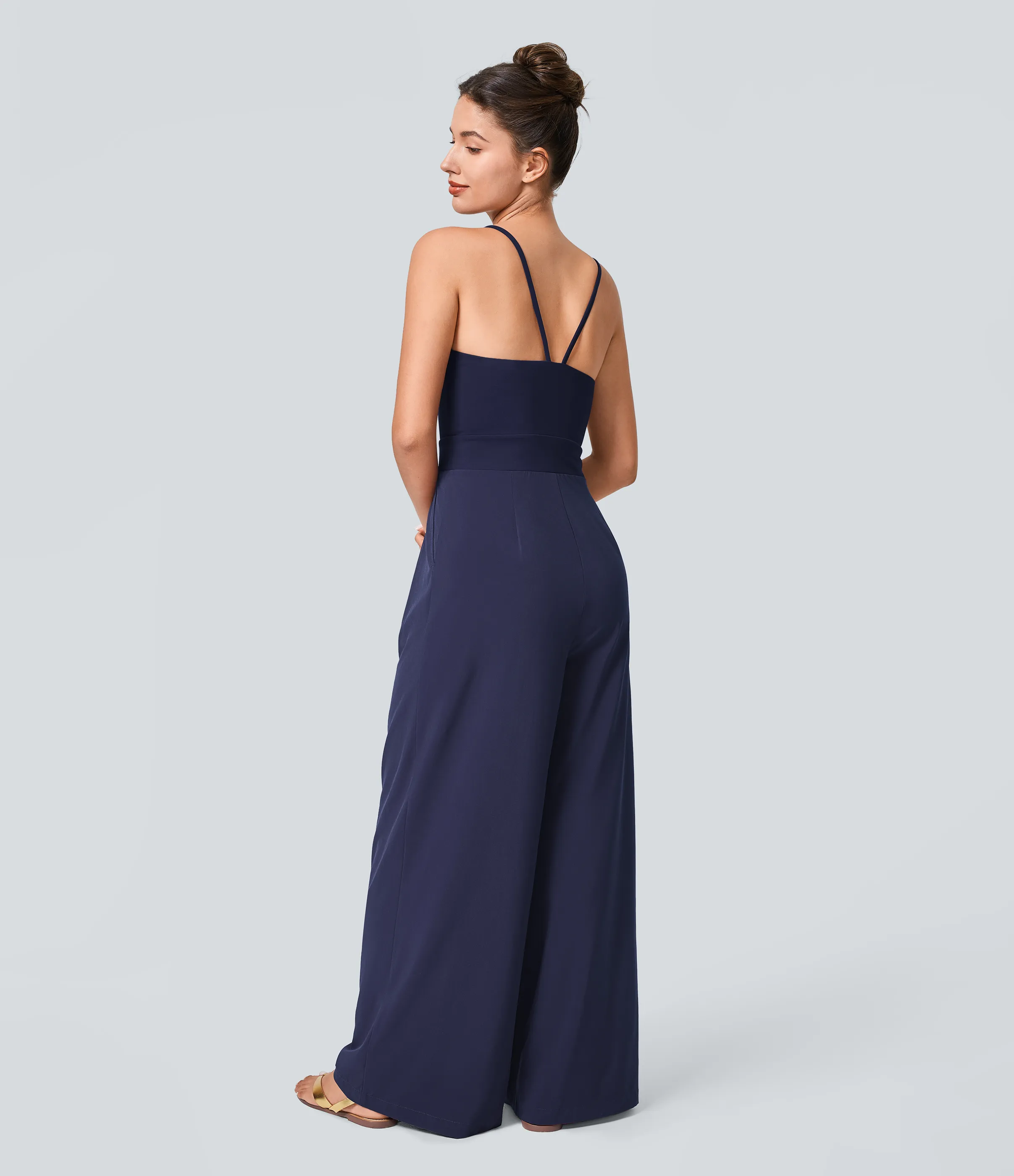 Halara Mono Breezeful™ Resort sin espalda cremallera lateral invisible bolsillo pierna ancha secado rápido - Patriot Blue - M(petite) sold by Halara product image thumbnail 3