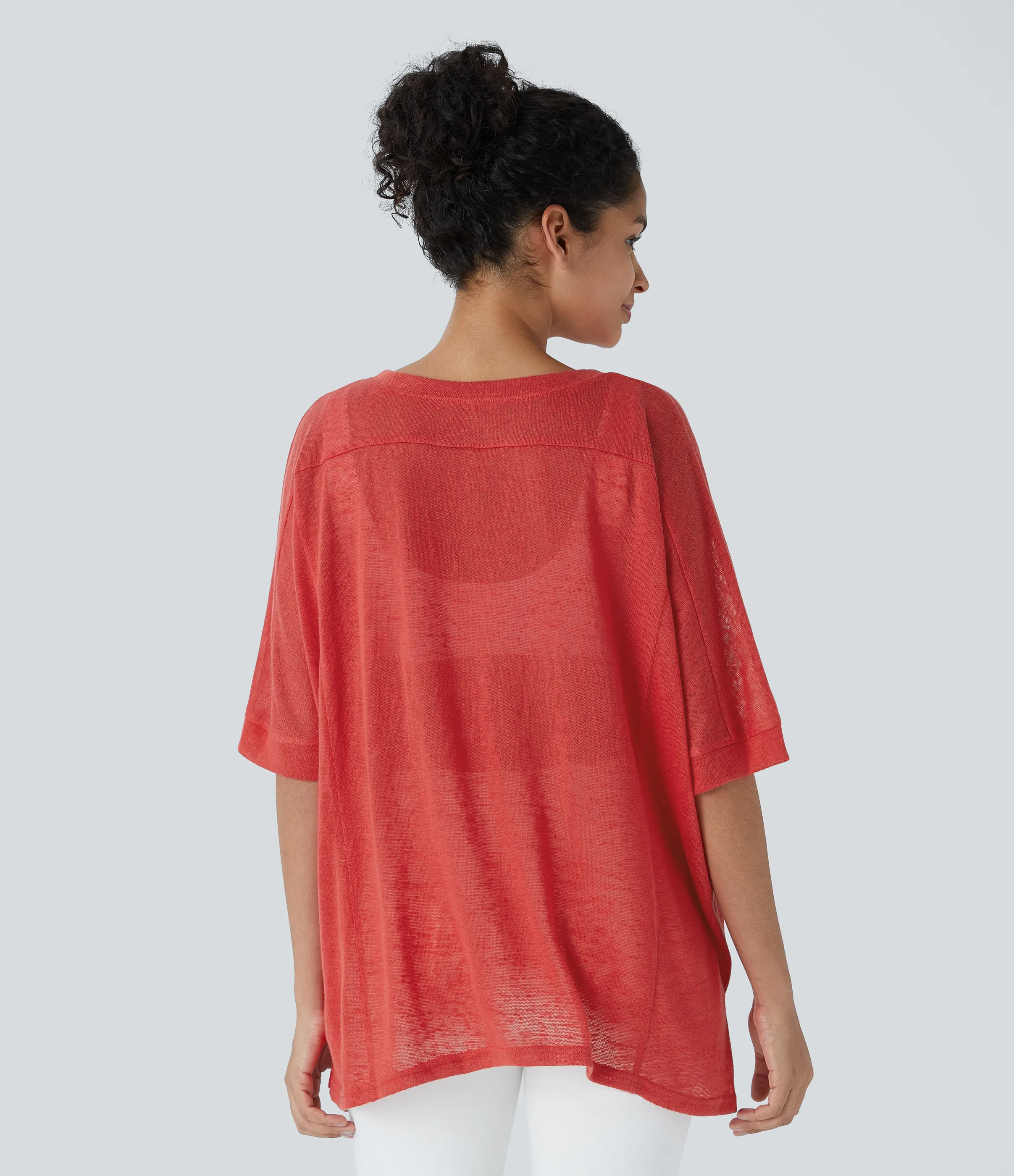 Halara Top extragrande transparente dobladillo dividido asimétrico - Rubicondo - S sold by Halara product image thumbnail 3