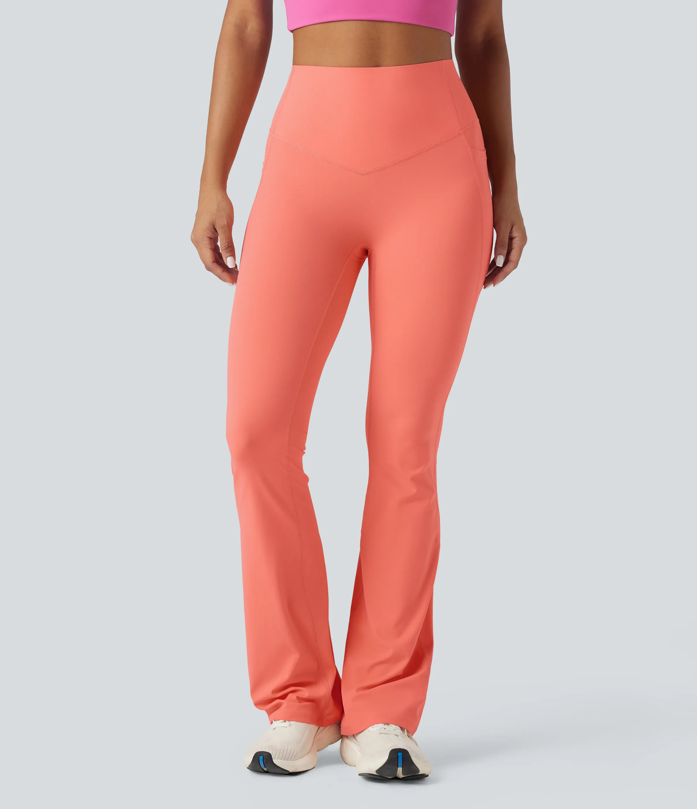 Halara Leggings SoCinched UltraSculpt yoga Bootcut tiro alto control abdomen bolsillo lateral moldeador - Fusion Coral - L(tall) sold by Halara product image thumbnail 4