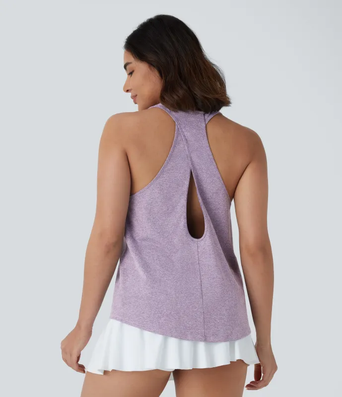 Halara Camiseta sin mangas pickleball cuello U sin espalda - Purple Ash Floral Yarn - XS sold by Halara