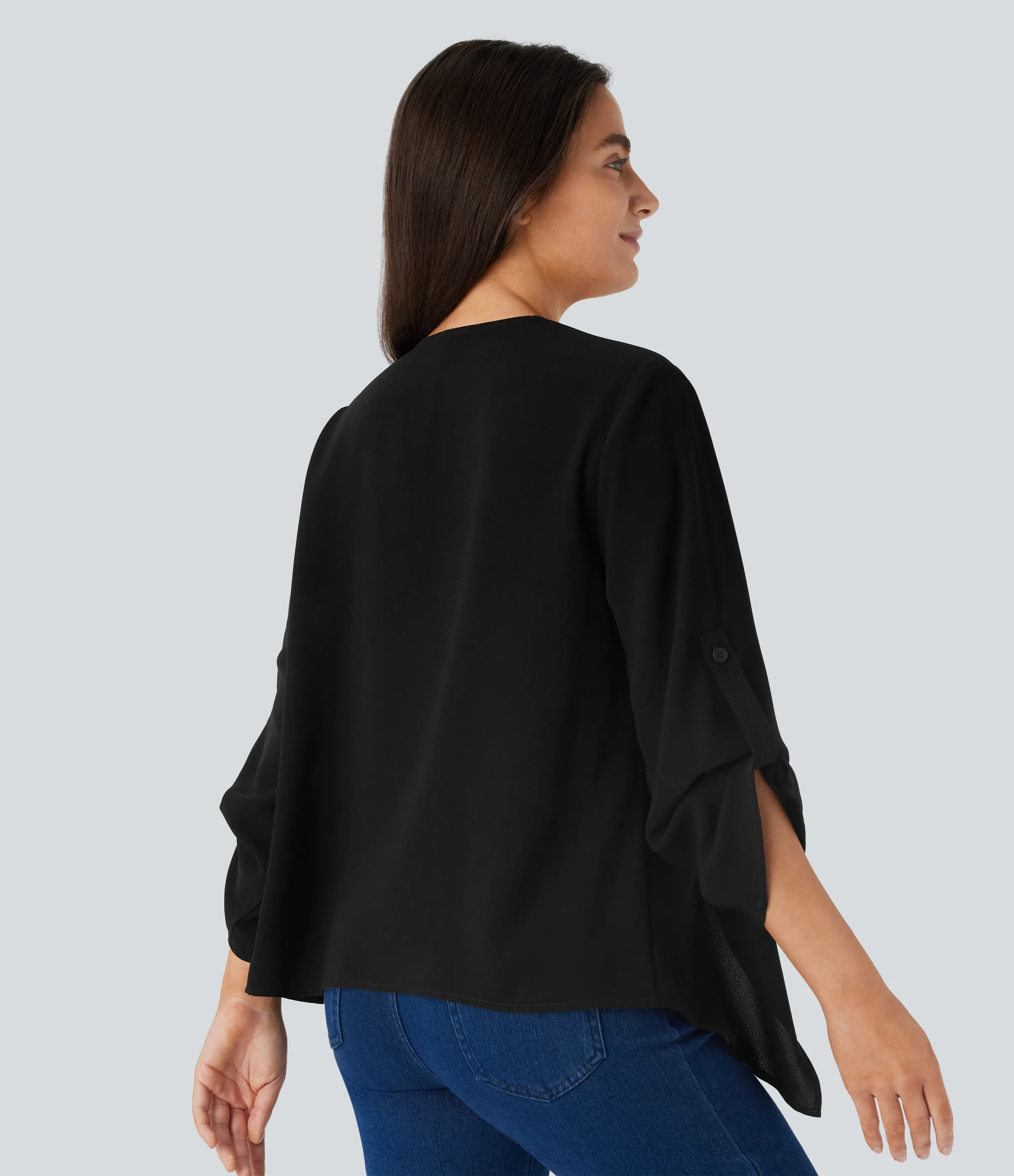 Halara Chaqueta manga enrollable cascada - Black - M sold by Halara product image thumbnail 3