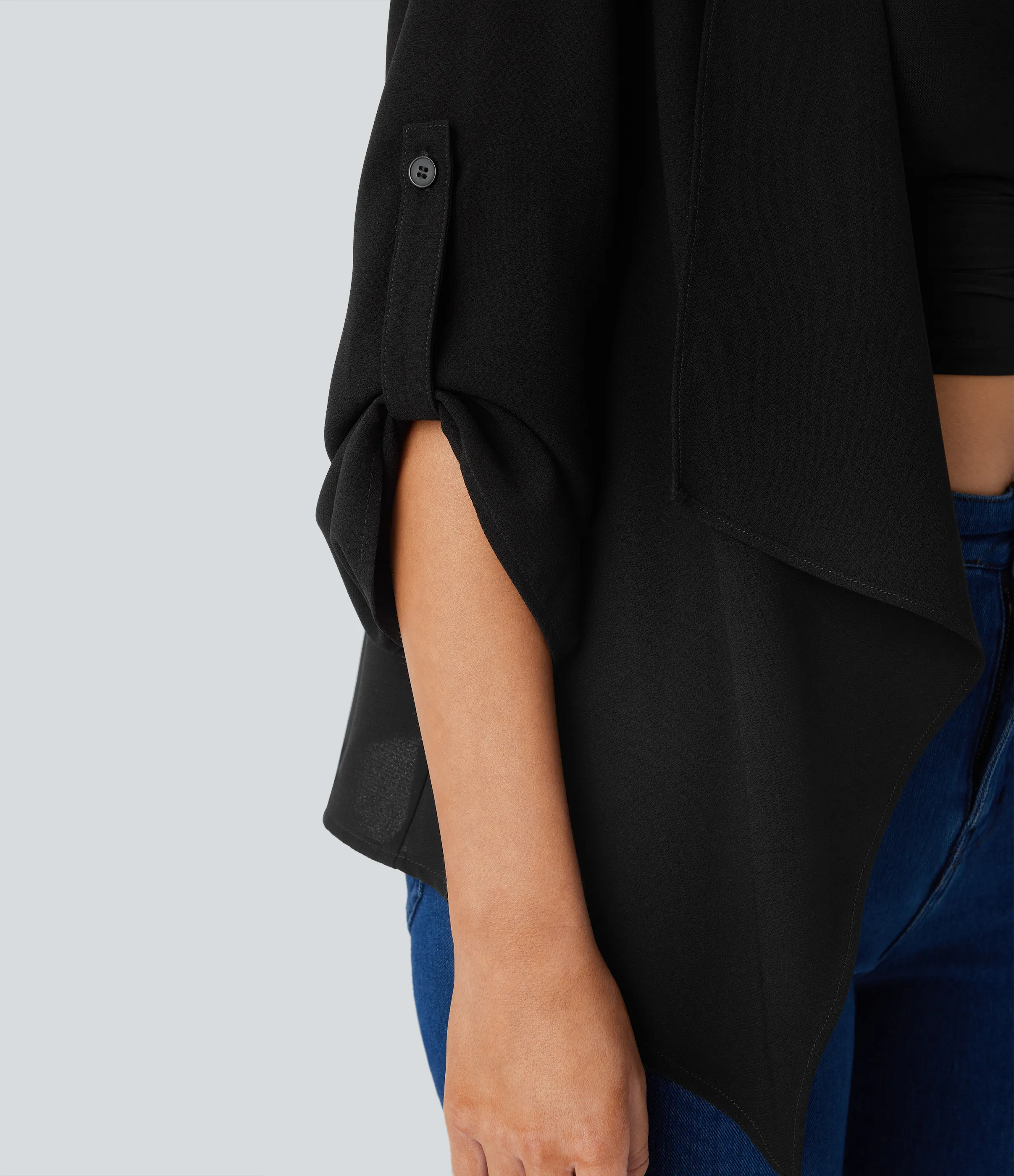 Halara Chaqueta manga enrollable cascada - Black - M sold by Halara product image thumbnail 5