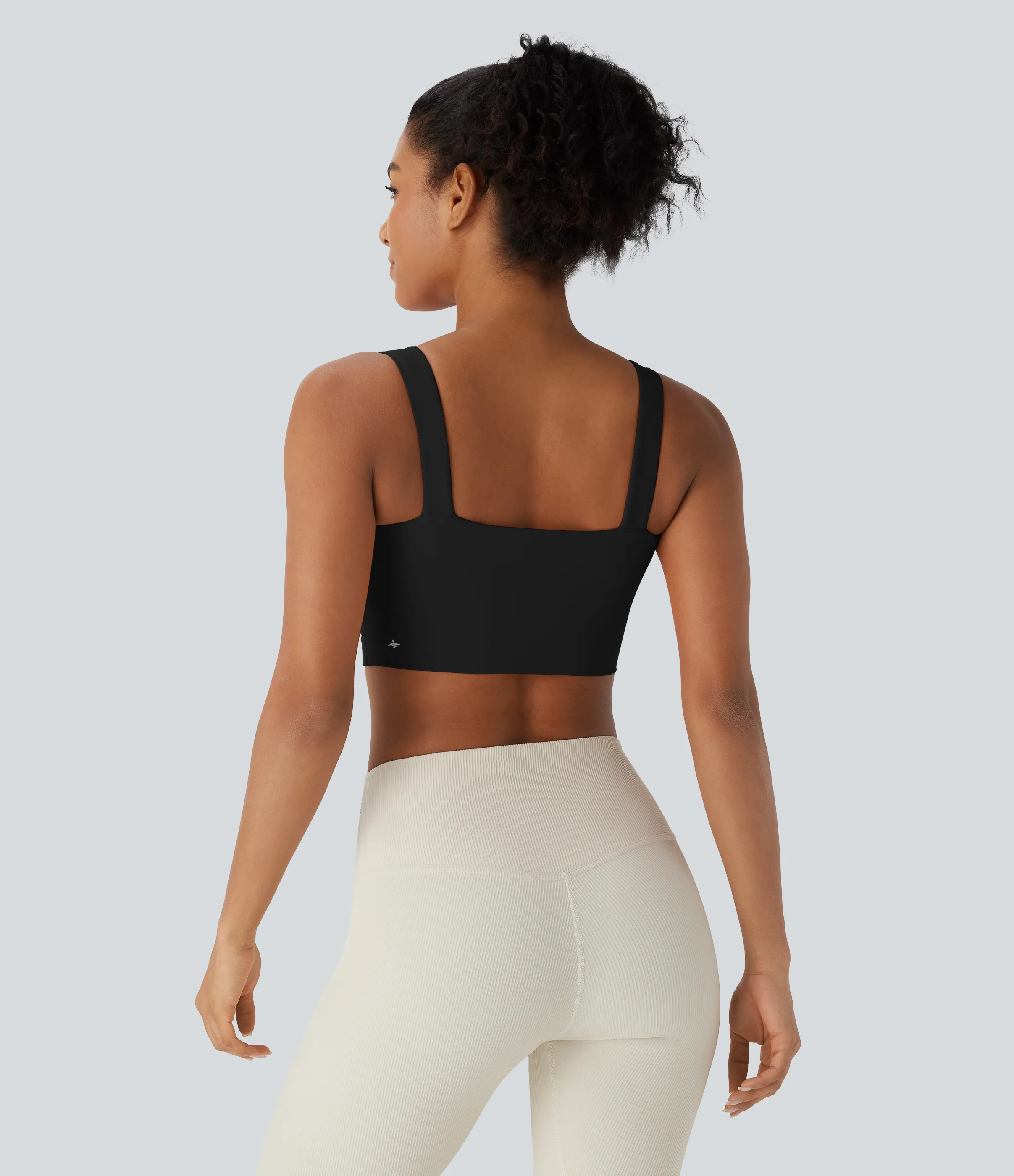 Halara Brasier deportivo de yoga SoftlyZero™ Airy de sujeción baja con abertura y tacto fresco en copas D-F - Black - L sold by Halara product image thumbnail 3