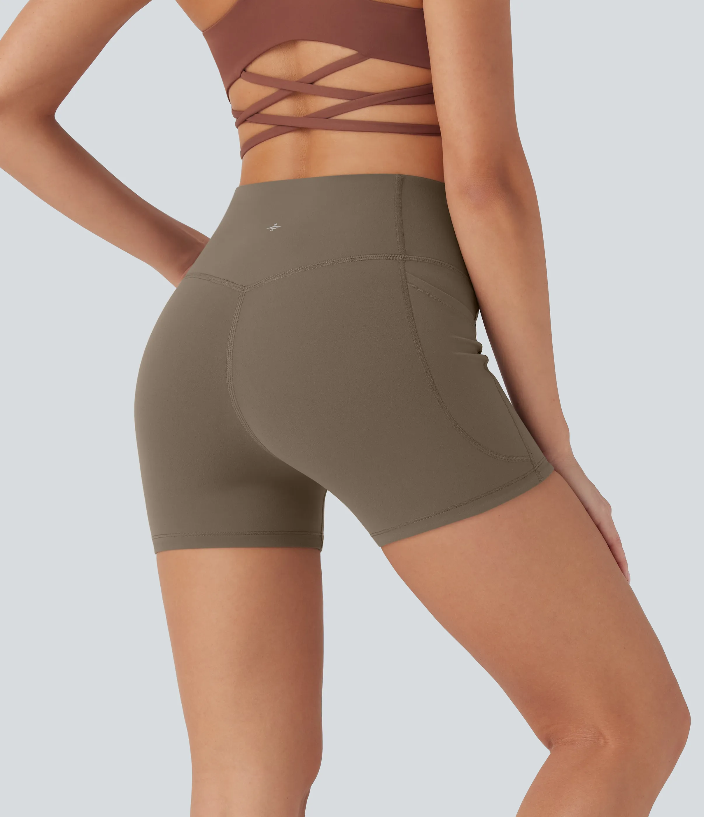 Halara Pantalón corto Halara UltraSculpt™ SoCinched ciclista moldeador tiro alto control abdomen bolsillo lateral 7.5cm - Dawn Brown - S sold by Halara product image thumbnail 4