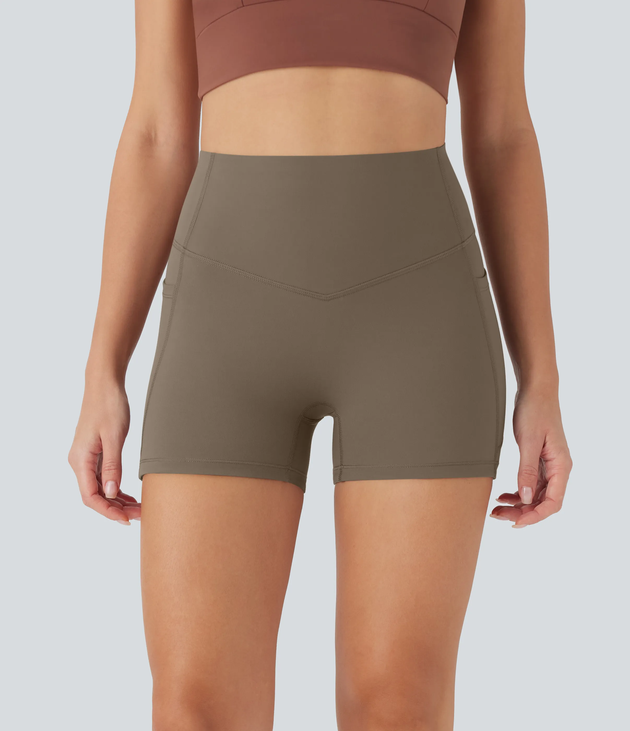 Halara Pantalón corto Halara UltraSculpt™ SoCinched ciclista moldeador tiro alto control abdomen bolsillo lateral 7.5cm - Dawn Brown - S sold by Halara product image thumbnail 5